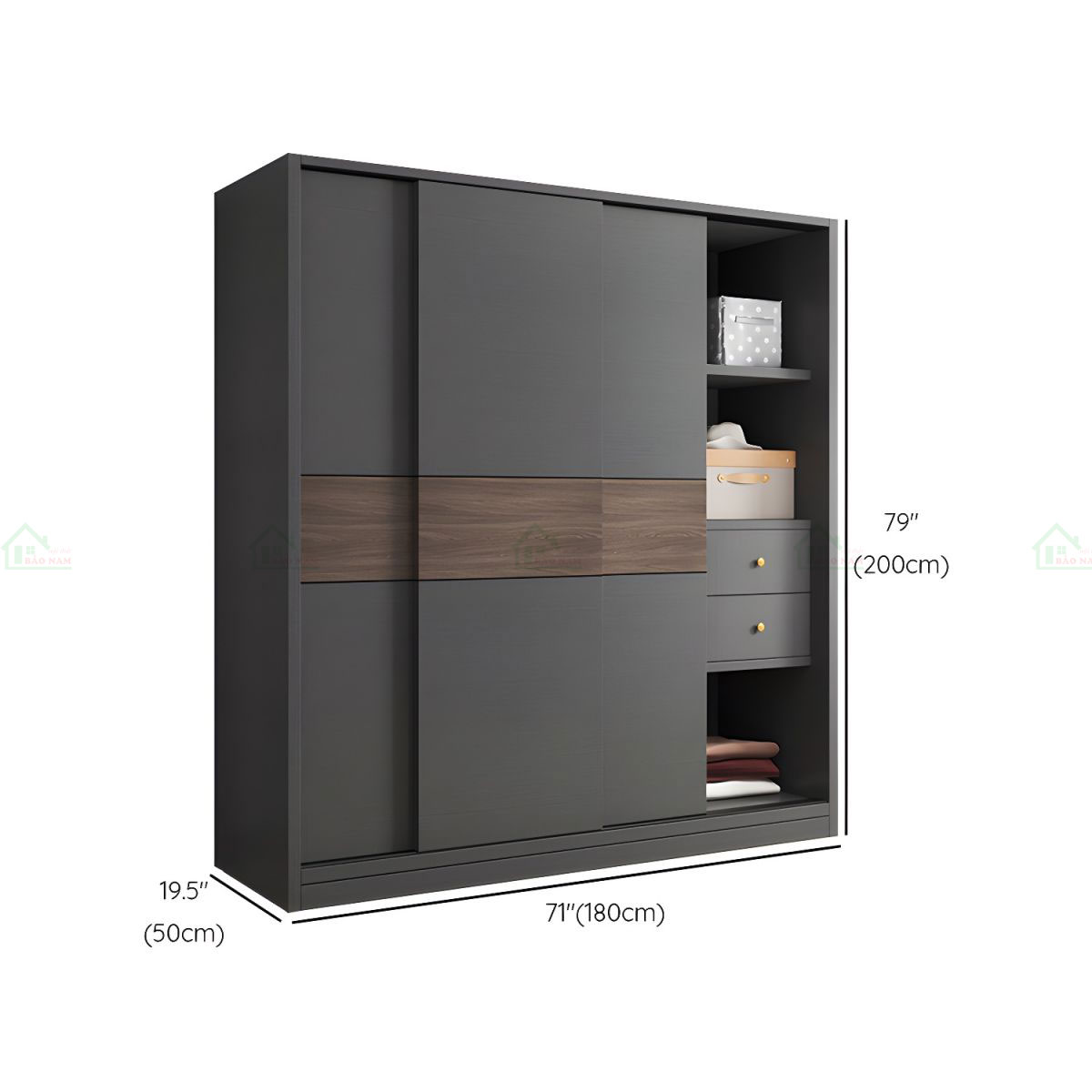 Mẫu Tủ Quần Áo 3 Cánh Lùa Gỗ MDF Đẹp Hiện Đại TAL17