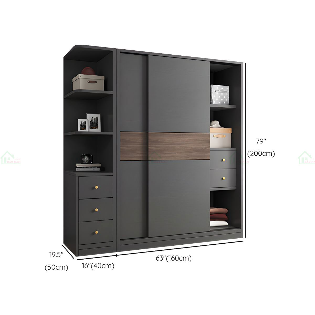 Mẫu Tủ Quần Áo 3 Cánh Lùa Gỗ MDF Đẹp Hiện Đại TAL17