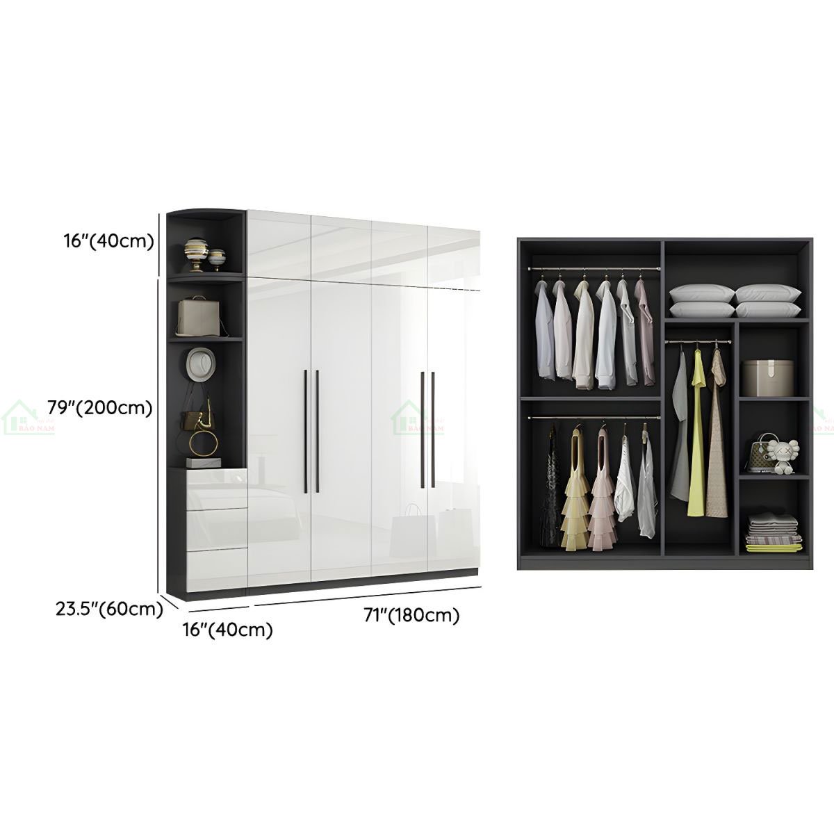 Tủ Quần Áo Acrylic Bóng Gương An Cường TAR38