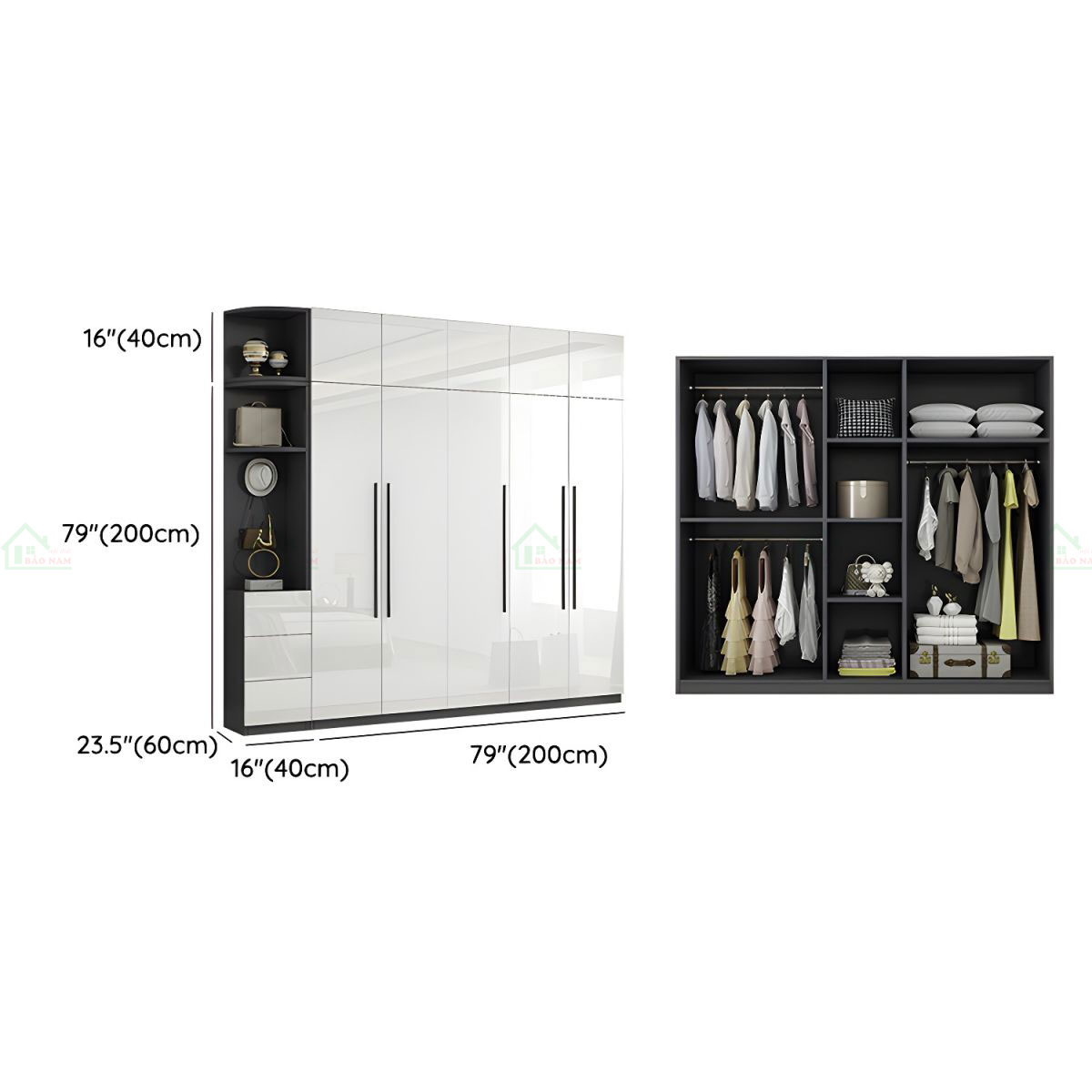 Tủ Quần Áo Acrylic Bóng Gương An Cường TAR38