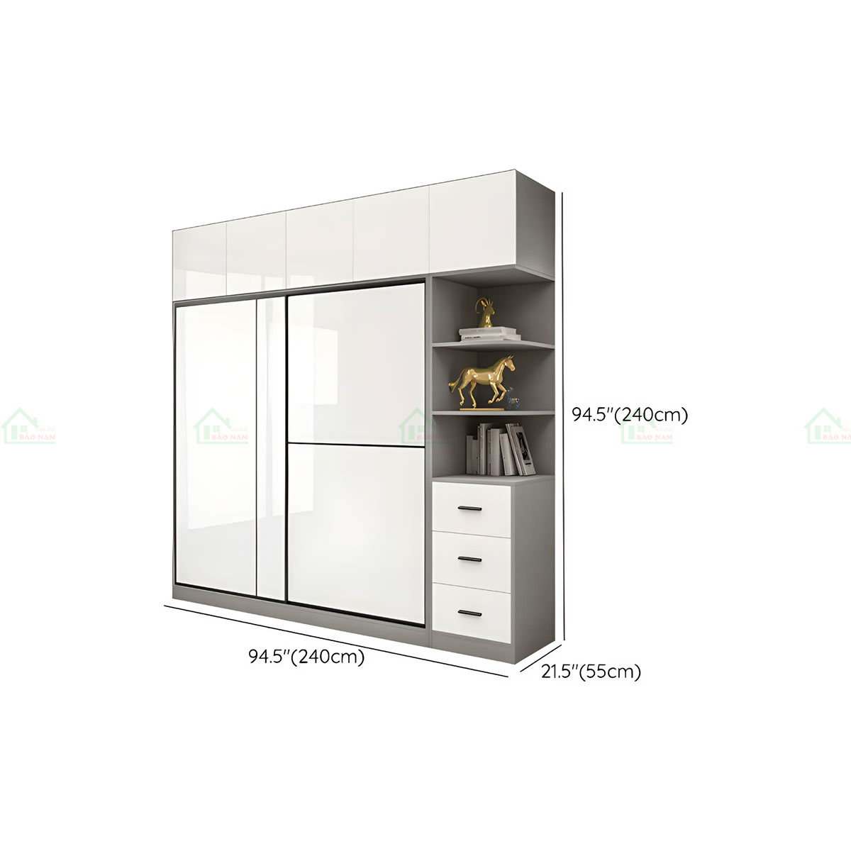 Tủ Quần Áo Acrylic Cửa Lùa 2 Cánh Hiện Đại TAL27