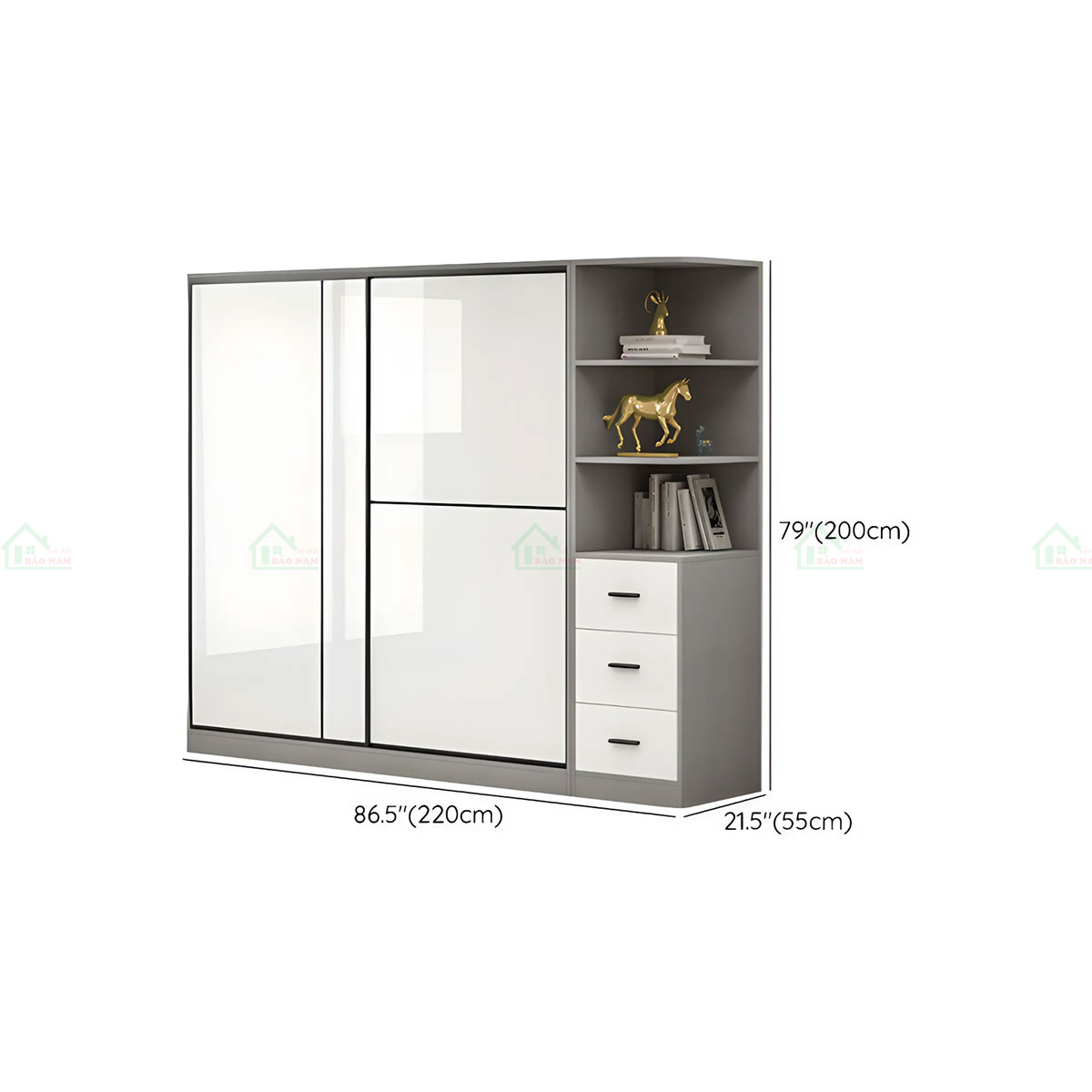 Tủ Quần Áo Acrylic Cửa Lùa 2 Cánh Hiện Đại TAL27