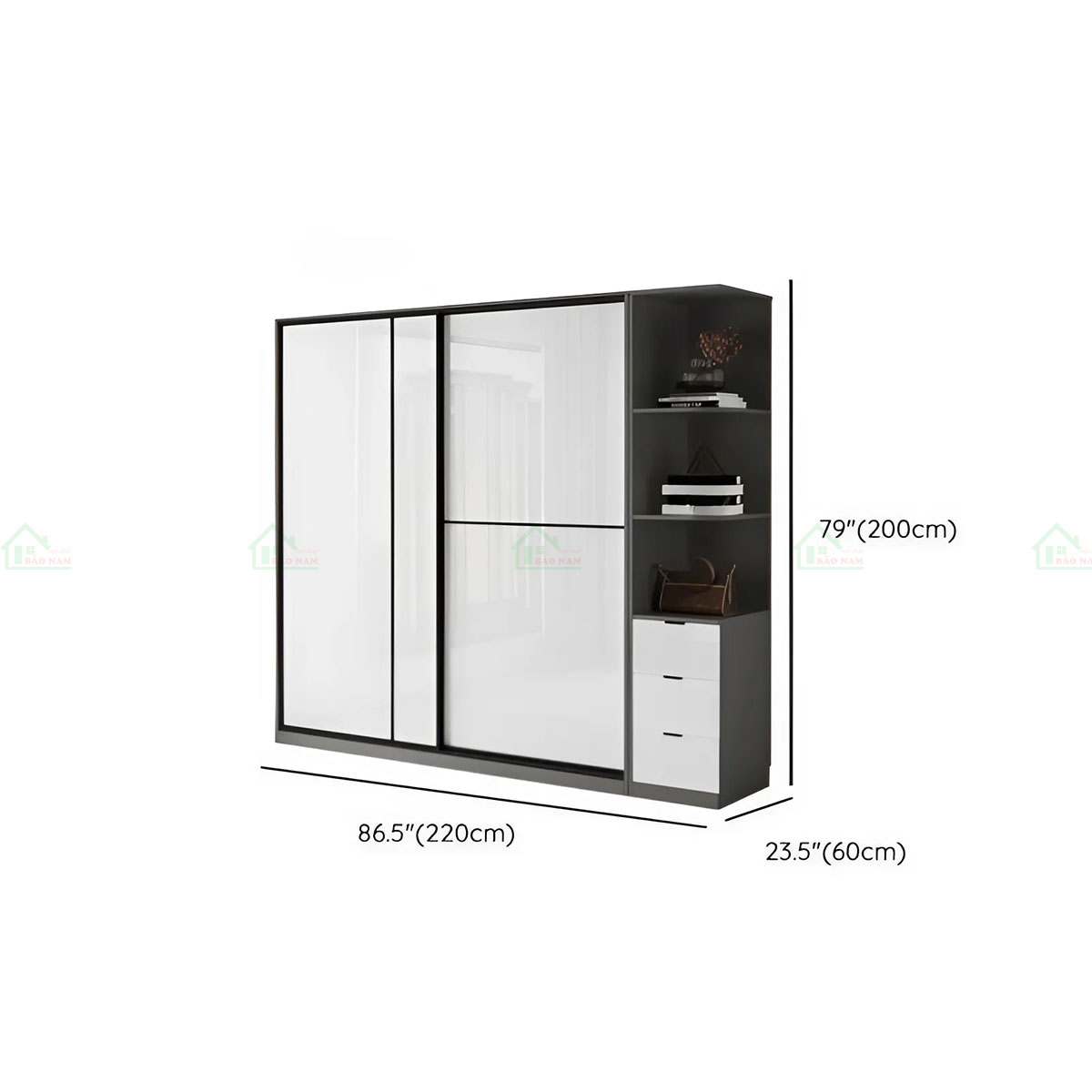 Tủ Quần Áo Acrylic Cửa Lùa Đẹp Hiện Đại TAL16