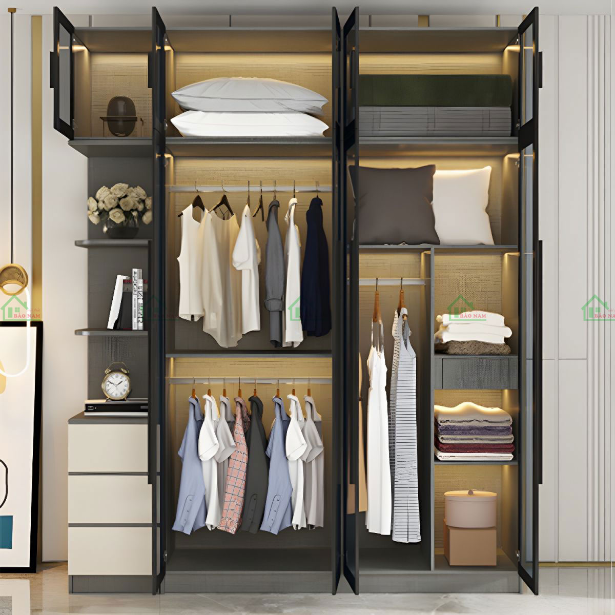 Tủ Quần Áo Cánh Kính Đẹp TK42