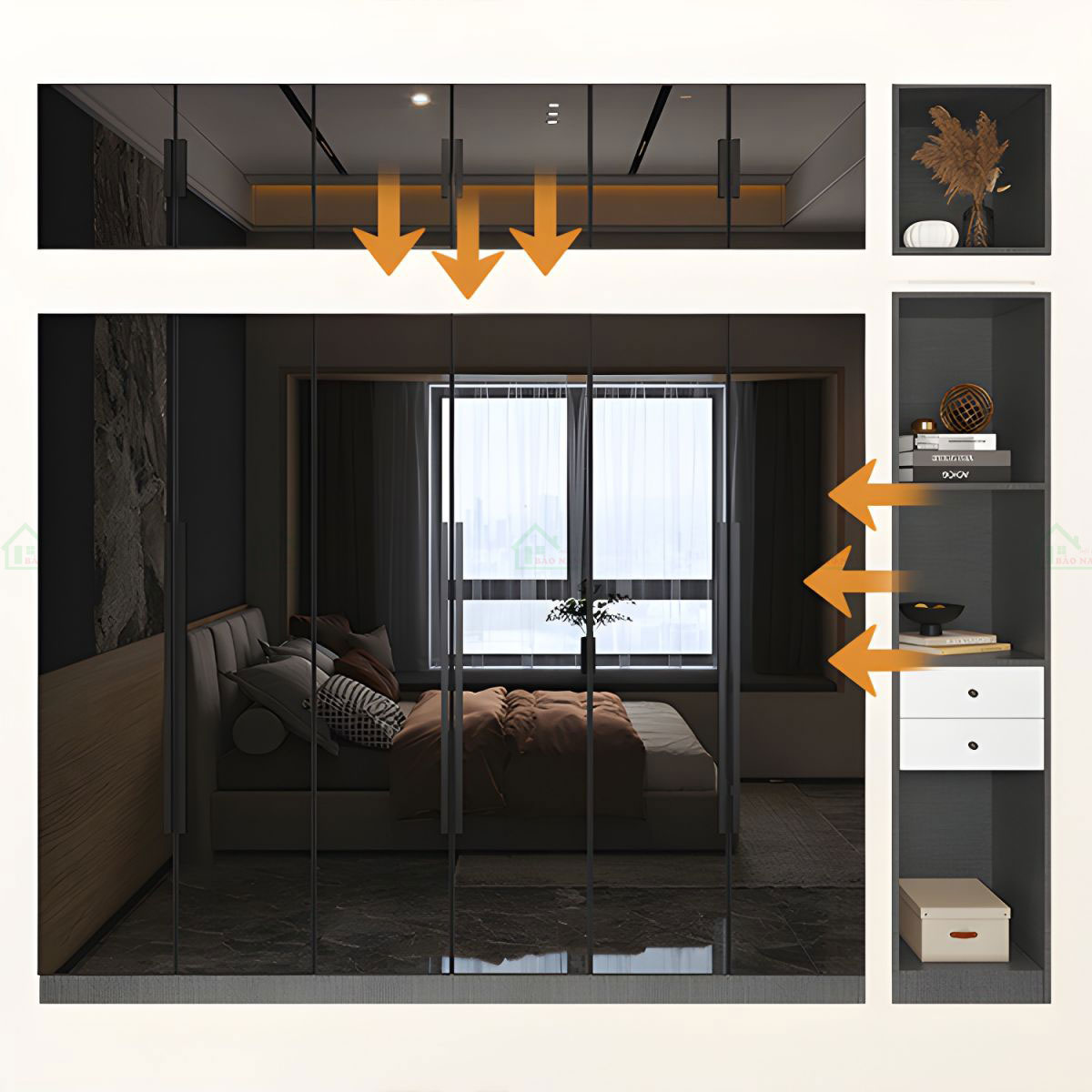 Tủ Quần Áo Cánh Kính Đẹp TK45