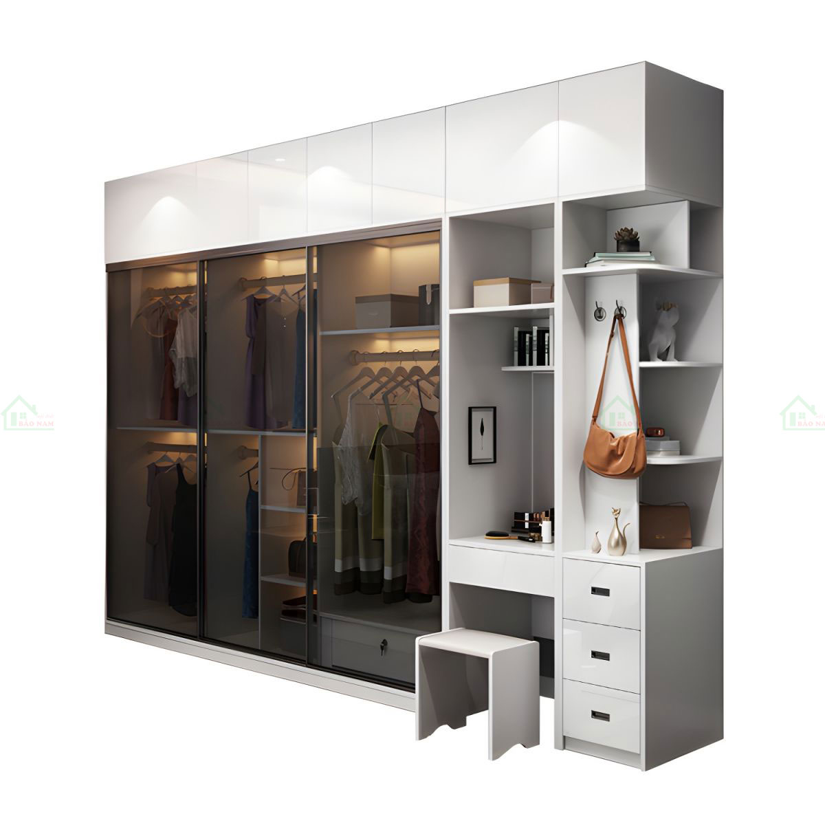 Tủ Quần Áo Cánh Kính Lùa Cao Cấp TK50