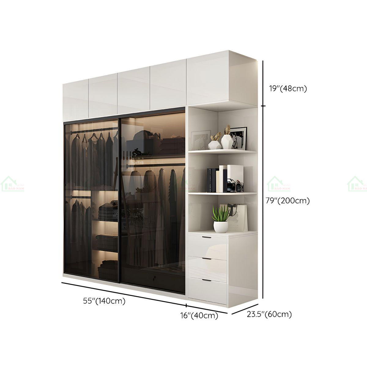 Tủ Quần Áo Cánh Kính Lùa Đẹp TK49