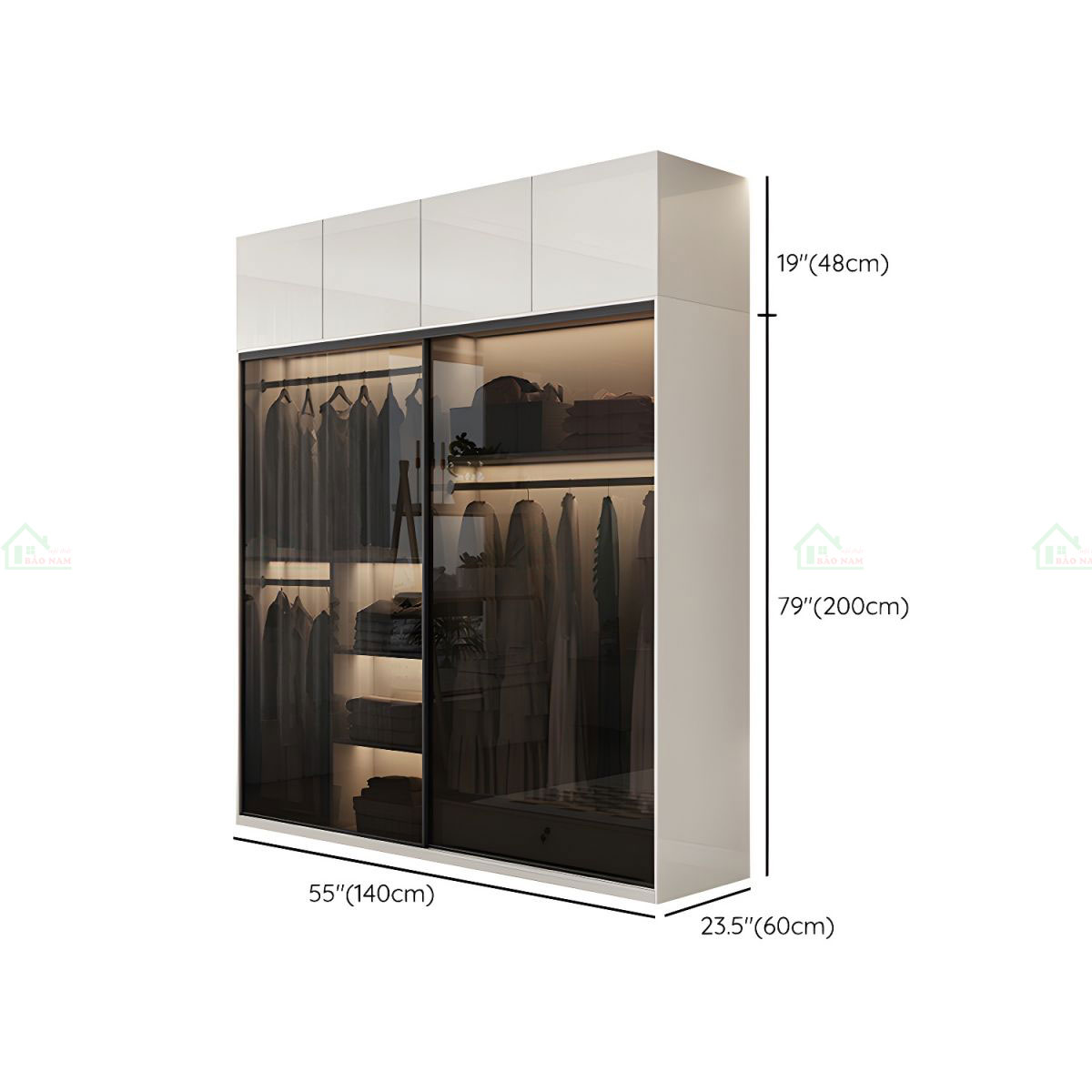 Tủ Quần Áo Cánh Kính Lùa Đẹp TK49