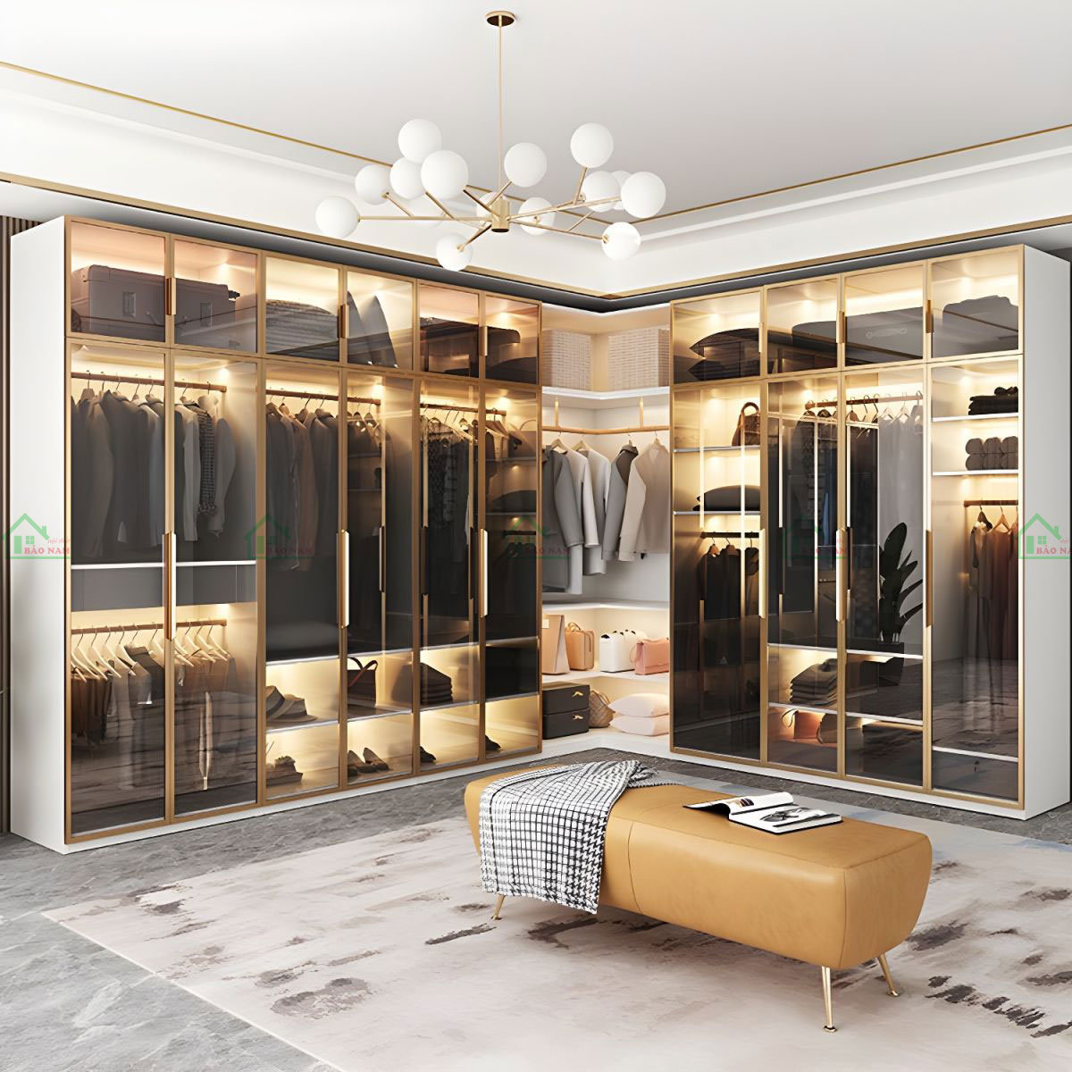 Tủ Quần Áo Cánh Kính Trà Đẹp TK53