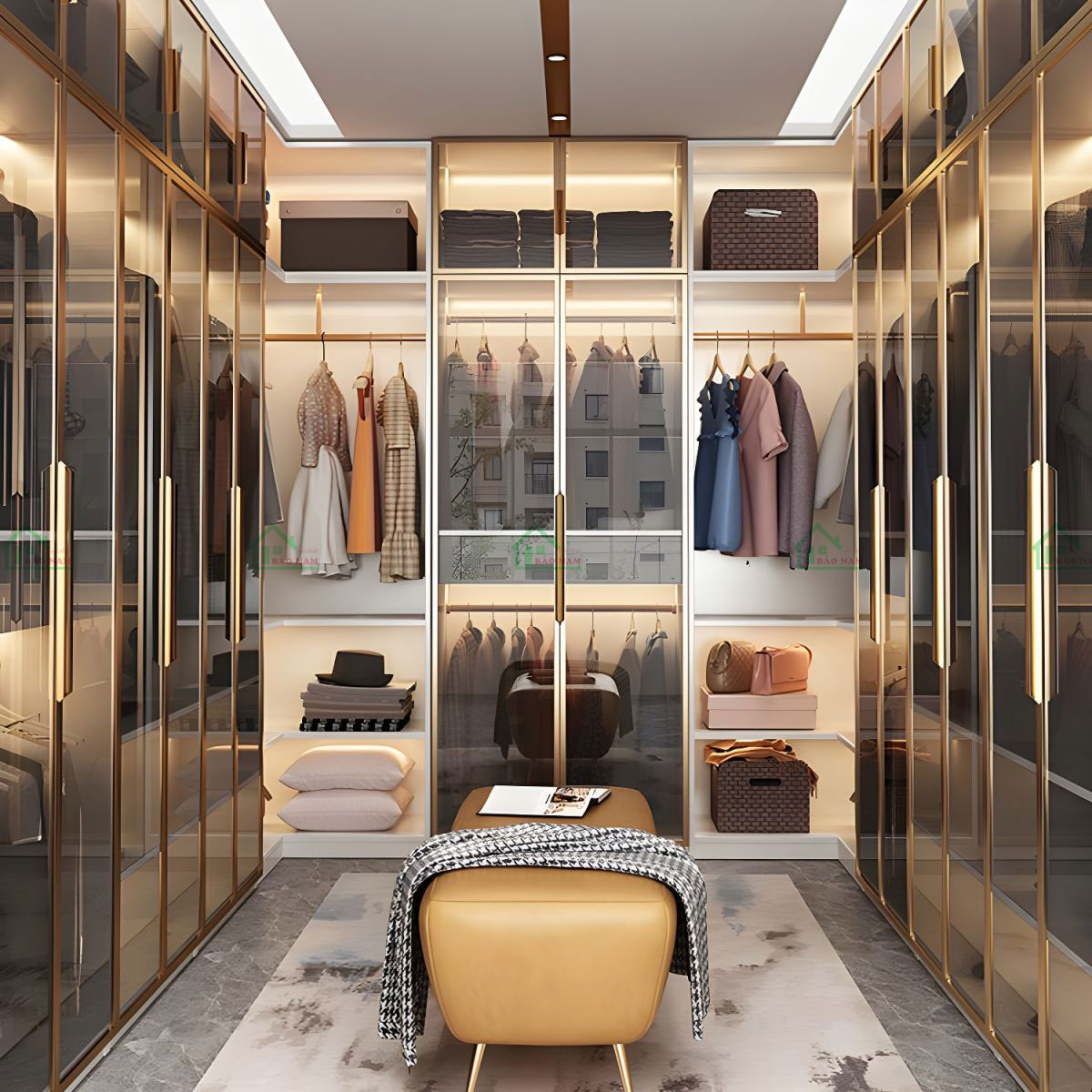 Tủ Quần Áo Cánh Kính Trà Đẹp TK53