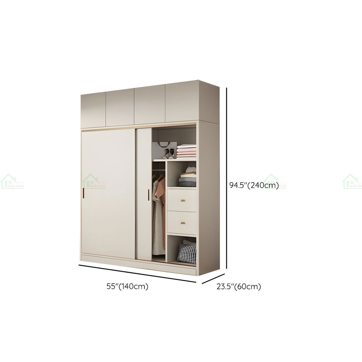 Mẫu Tủ Quần Áo Cánh Lùa MDF An Cường Đẹp Hiện Đại TAL09