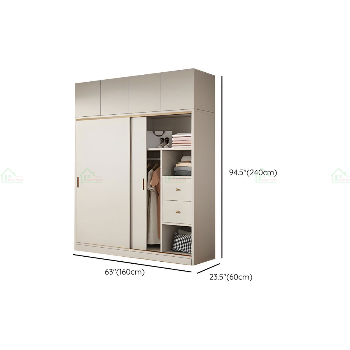 Mẫu Tủ Quần Áo Cánh Lùa MDF An Cường Đẹp Hiện Đại TAL09