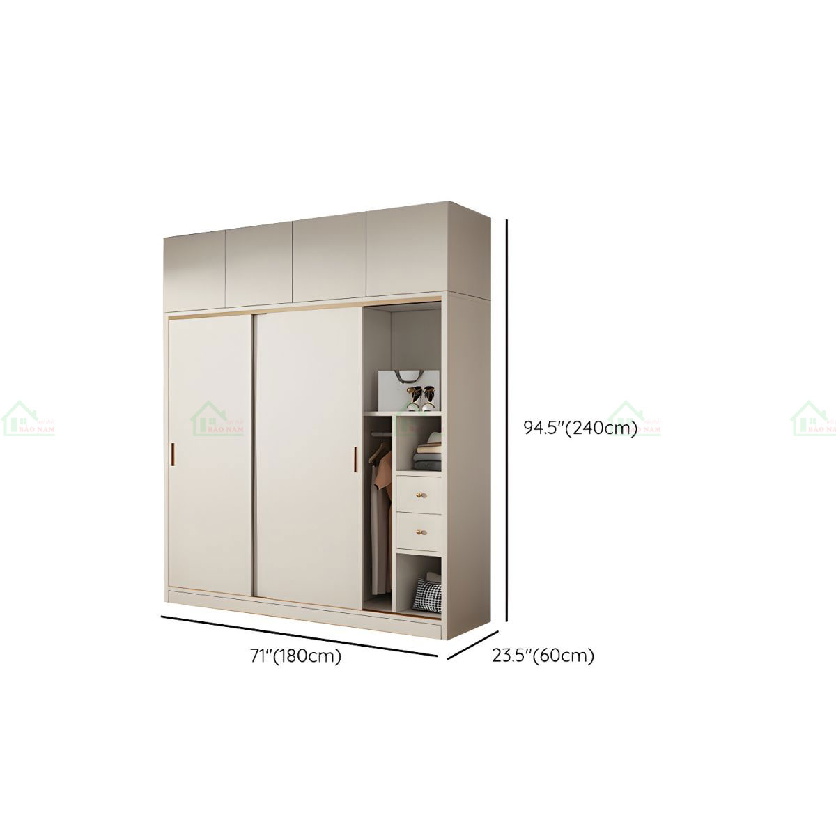 Mẫu Tủ Quần Áo Cánh Lùa MDF An Cường Đẹp Hiện Đại TAL09