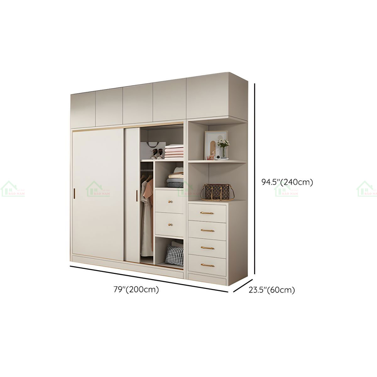 Mẫu Tủ Quần Áo Cánh Lùa MDF An Cường Đẹp Hiện Đại TAL09