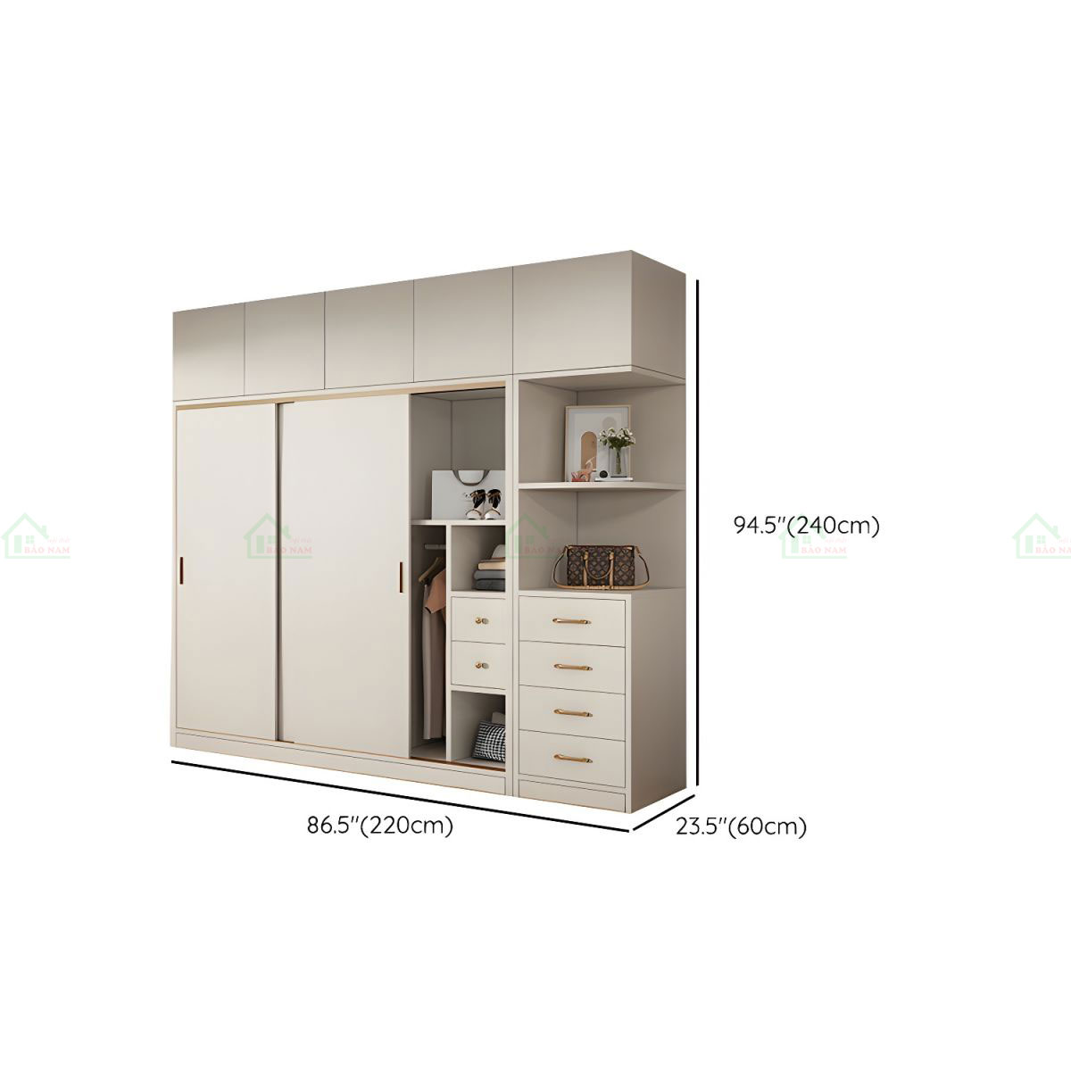 Mẫu Tủ Quần Áo Cánh Lùa MDF An Cường Đẹp Hiện Đại TAL09