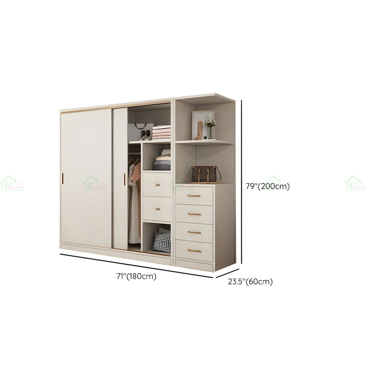 Mẫu Tủ Quần Áo Cánh Lùa MDF An Cường Đẹp Hiện Đại TAL09