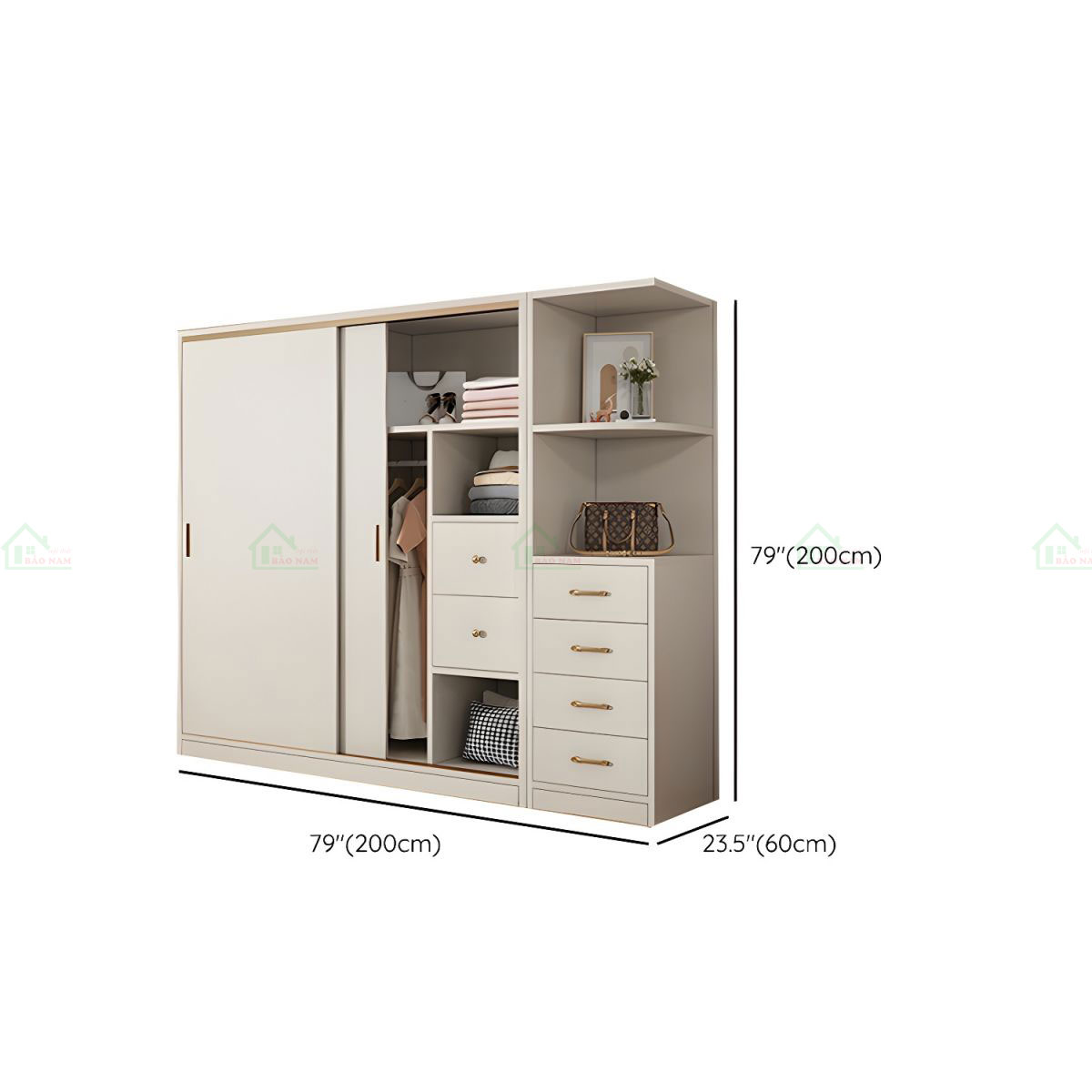 Mẫu Tủ Quần Áo Cánh Lùa MDF An Cường Đẹp Hiện Đại TAL09