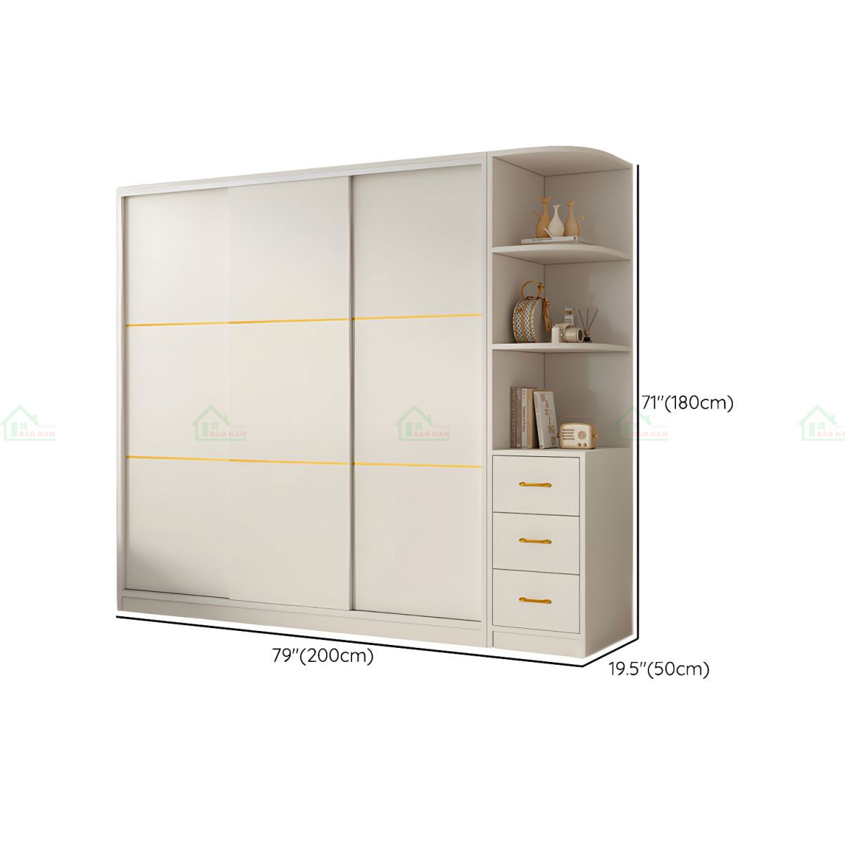Tủ Quần Áo Cánh Lùa MDF Đẹp Hiện Đại TAL08