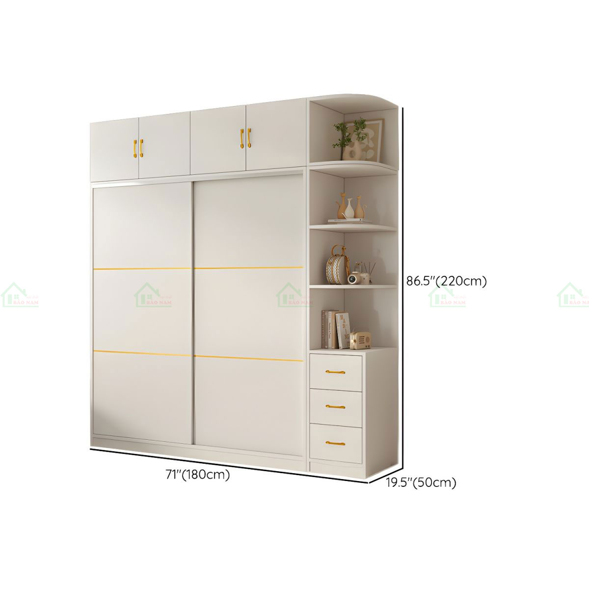 Tủ Quần Áo Cánh Lùa MDF Đẹp Hiện Đại TAL08