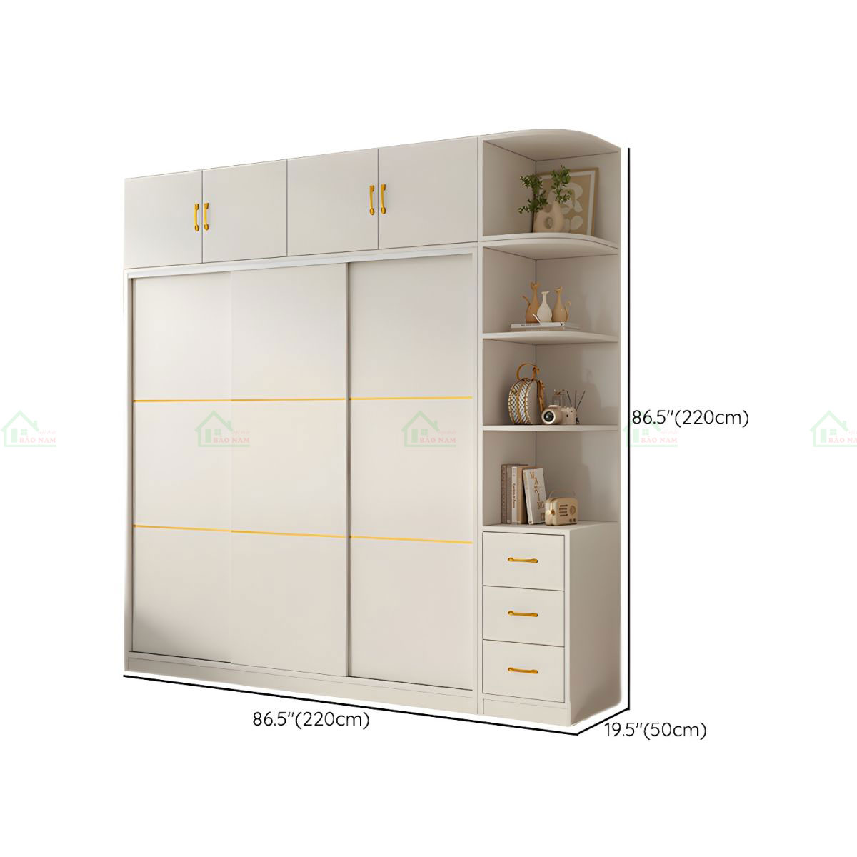 Tủ Quần Áo Cánh Lùa MDF Đẹp Hiện Đại TAL08