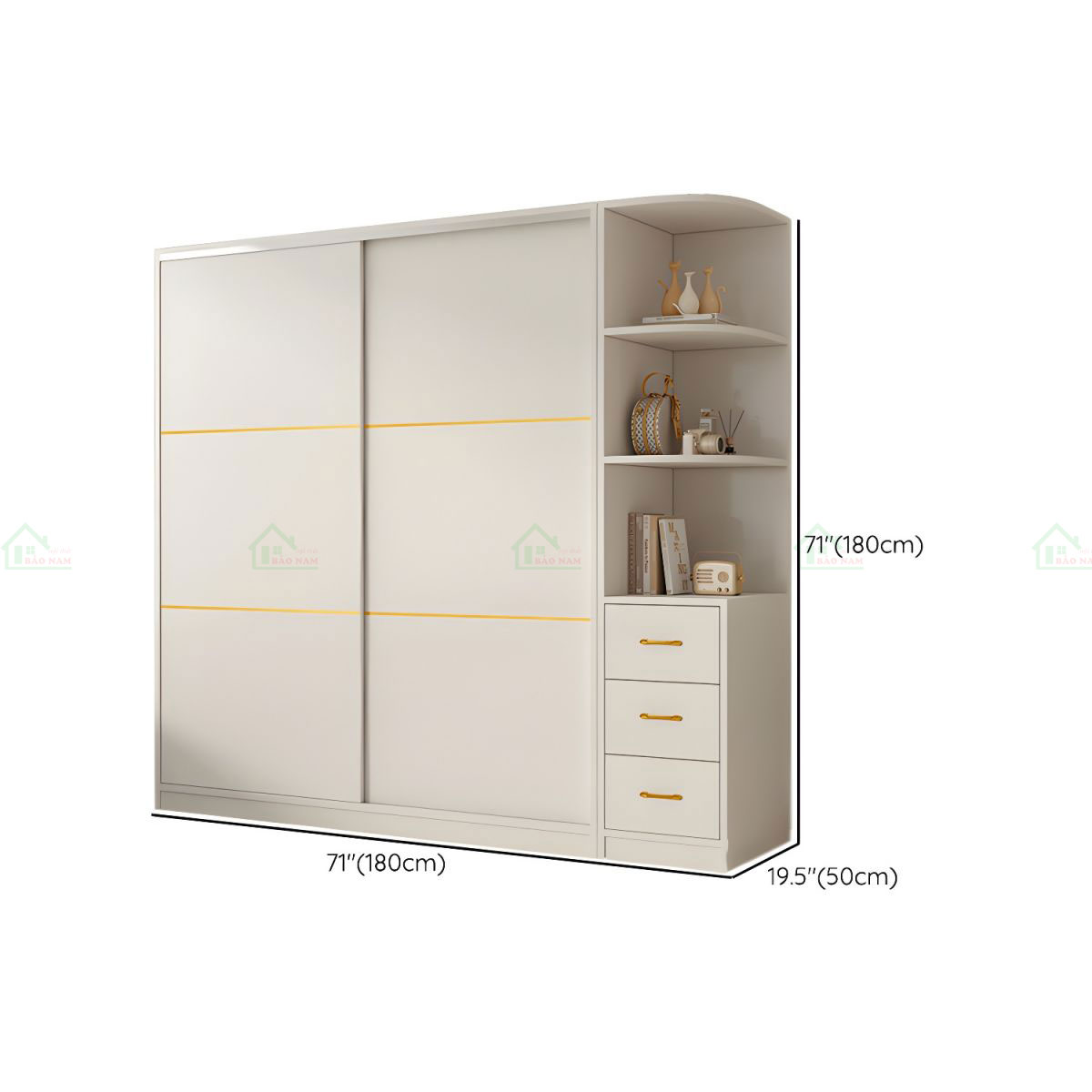 Tủ Quần Áo Cánh Lùa MDF Đẹp Hiện Đại TAL08