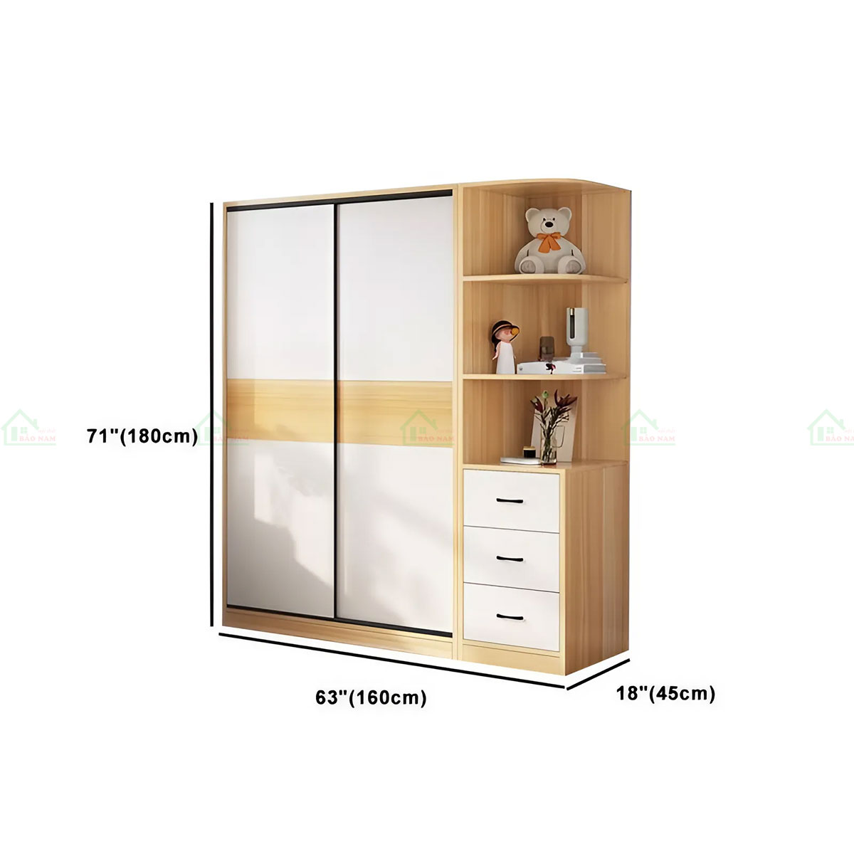 Tủ Quần Áo Cánh Lùa MDF Vân Gỗ Đẹp Hiện Đại TAL18