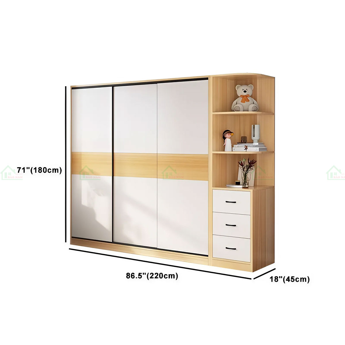 Tủ Quần Áo Cánh Lùa MDF Vân Gỗ Đẹp Hiện Đại TAL18