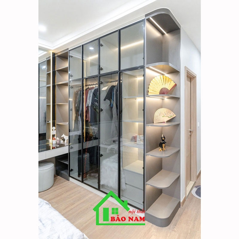 Tủ Quần Áo Cánh Nhôm Kính Hiện Đại TK25