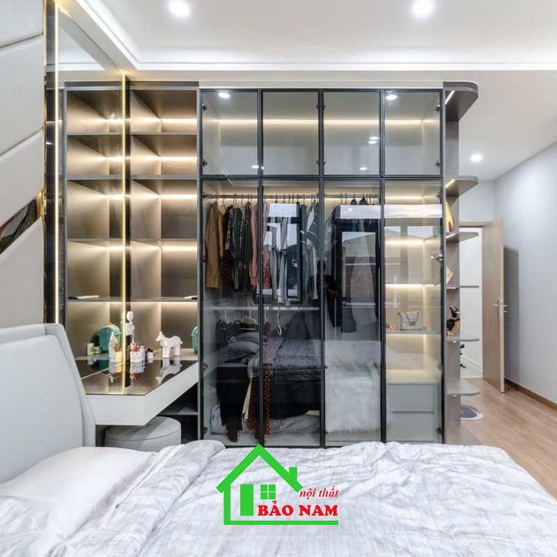 Tủ Quần Áo Cánh Nhôm Kính Hiện Đại TK25