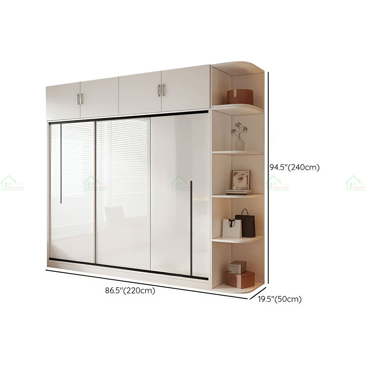Tủ Quần Áo Cửa Lùa Acrylic Bóng Gương Đẹp Hiện Đại TAL04