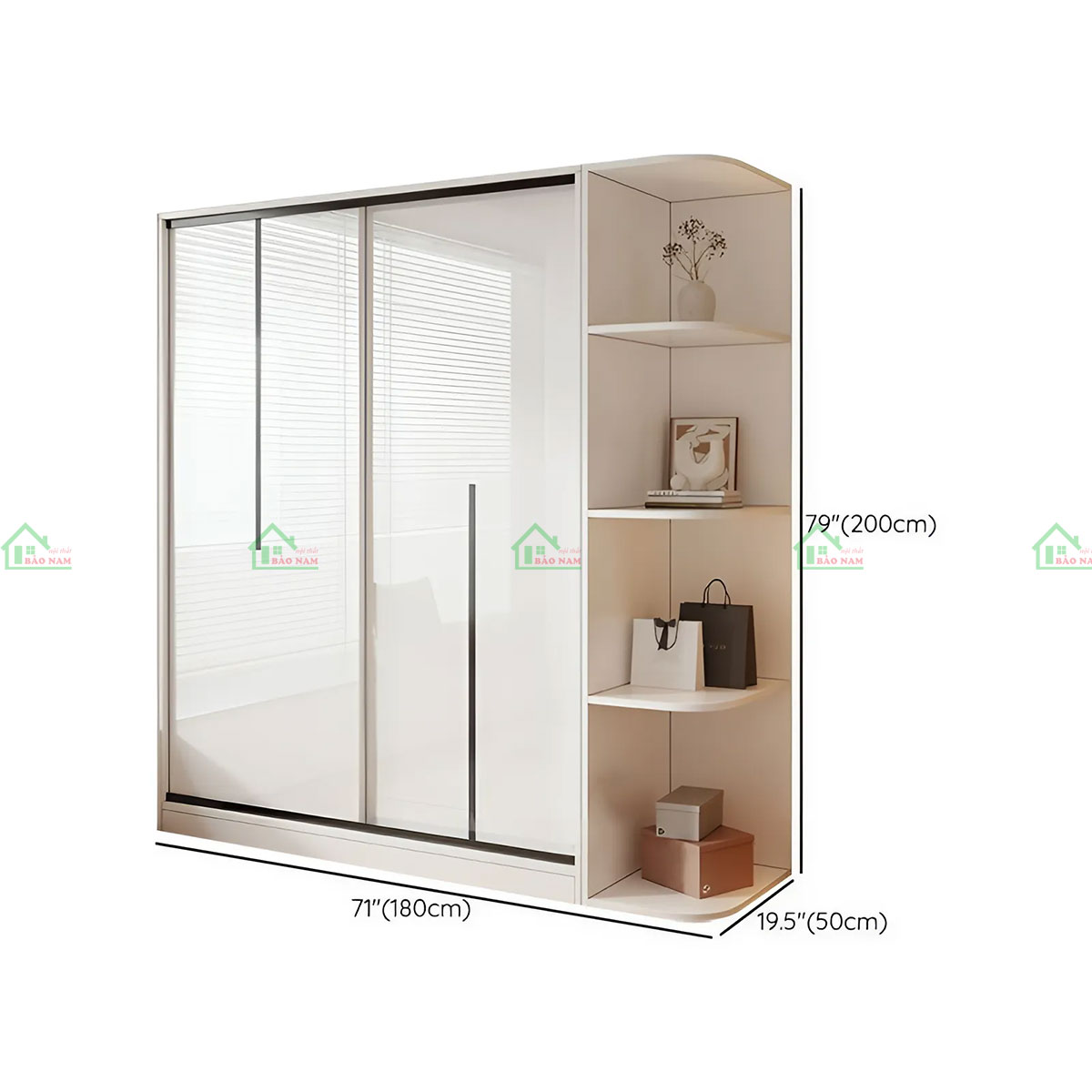 Tủ Quần Áo Cửa Lùa Acrylic Bóng Gương Đẹp Hiện Đại TAL04