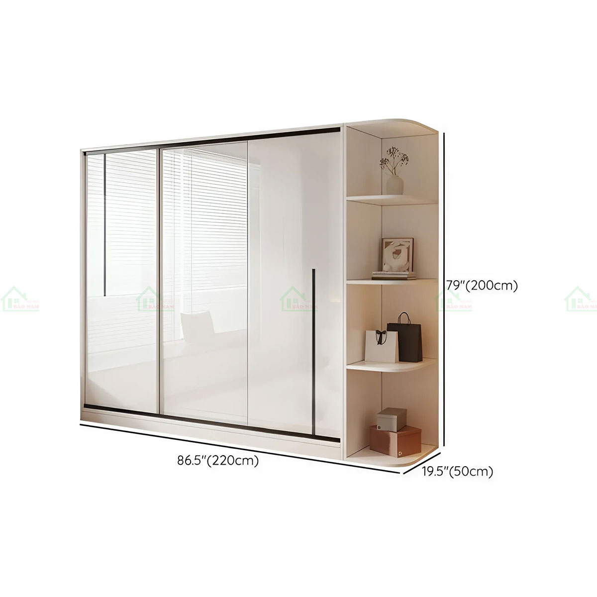 Tủ Quần Áo Cửa Lùa Acrylic Bóng Gương Đẹp Hiện Đại TAL04