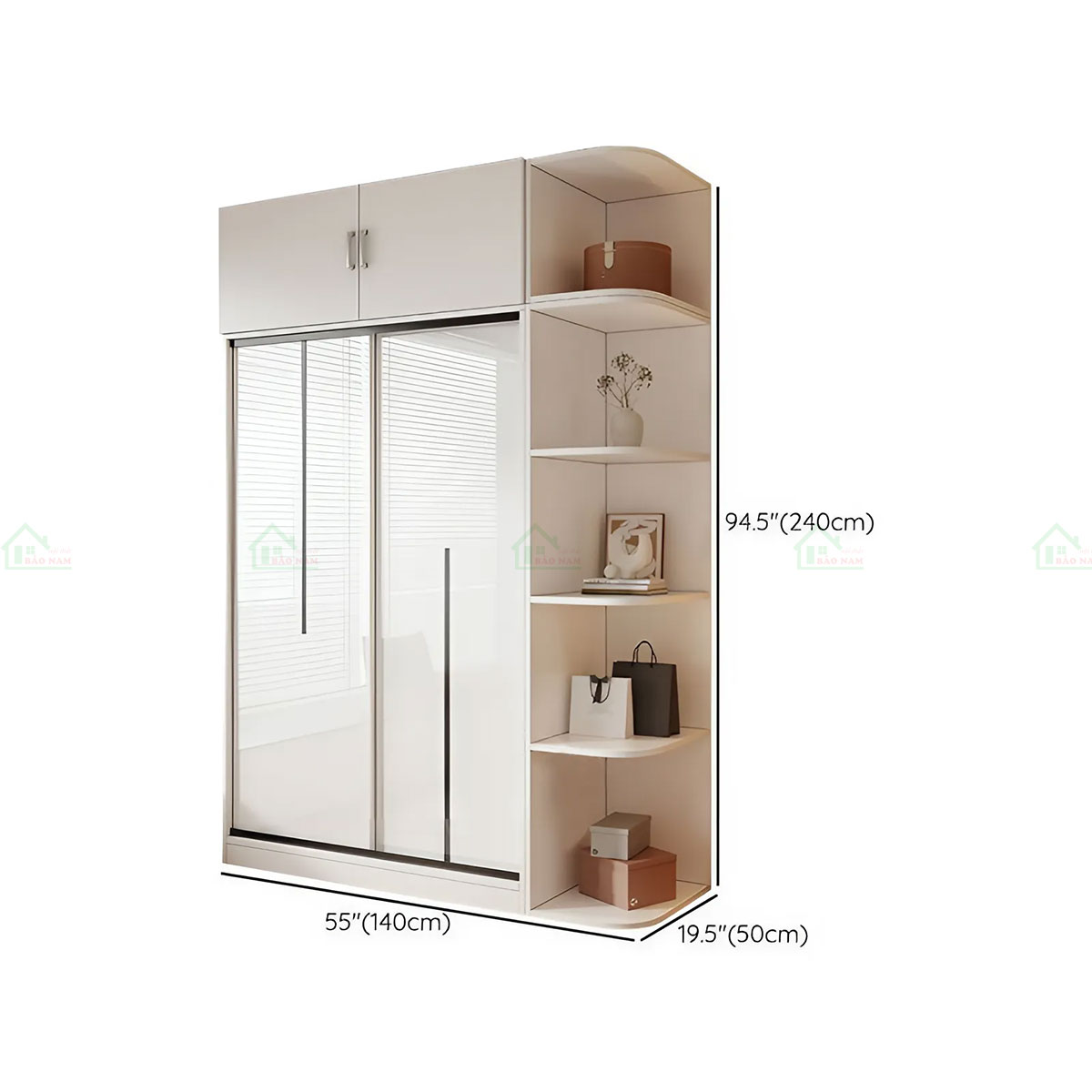 Tủ Quần Áo Cửa Lùa Acrylic Bóng Gương Đẹp Hiện Đại TAL04