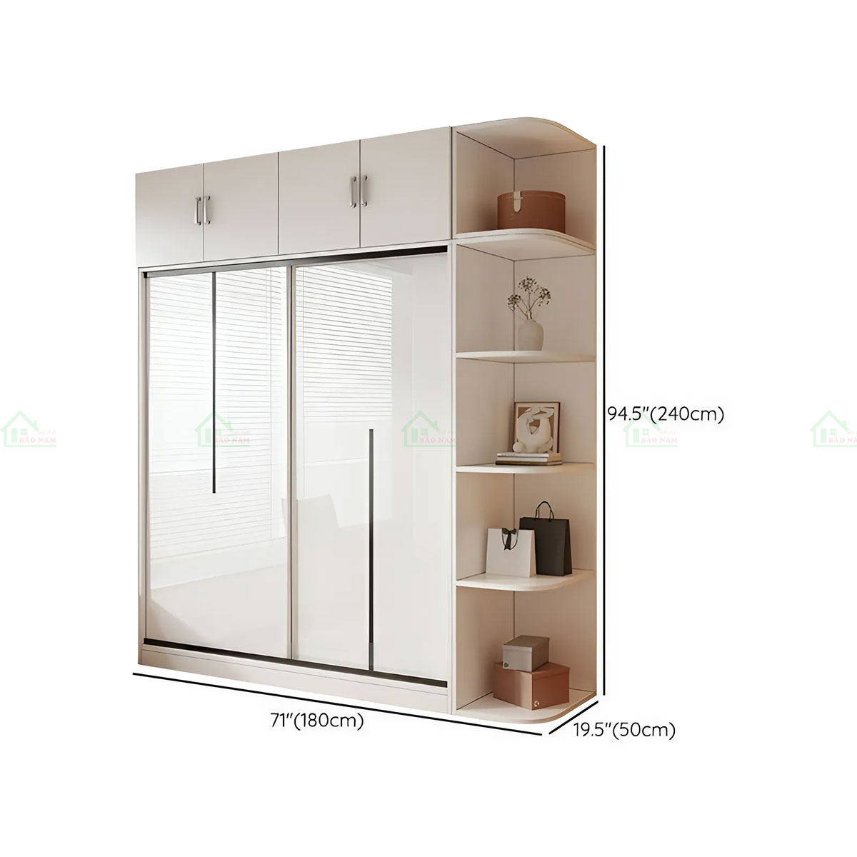Tủ Quần Áo Cửa Lùa Acrylic Bóng Gương Đẹp Hiện Đại TAL04