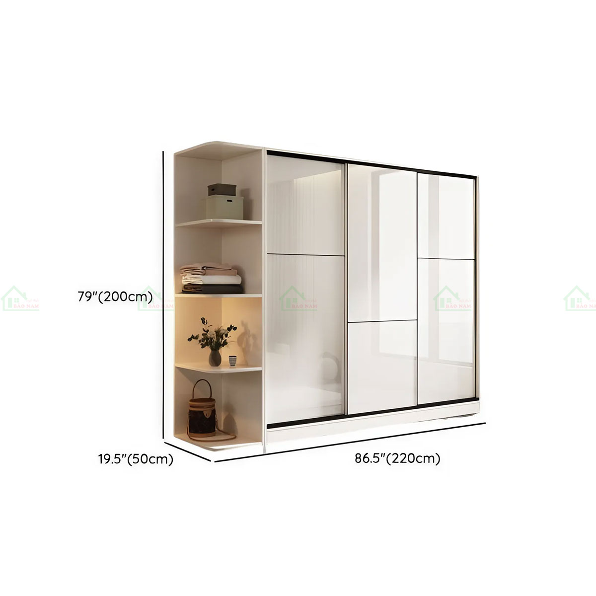 Tủ Quần Áo Cửa Lùa Acrylic Đẹp Hiện Đại TAL14