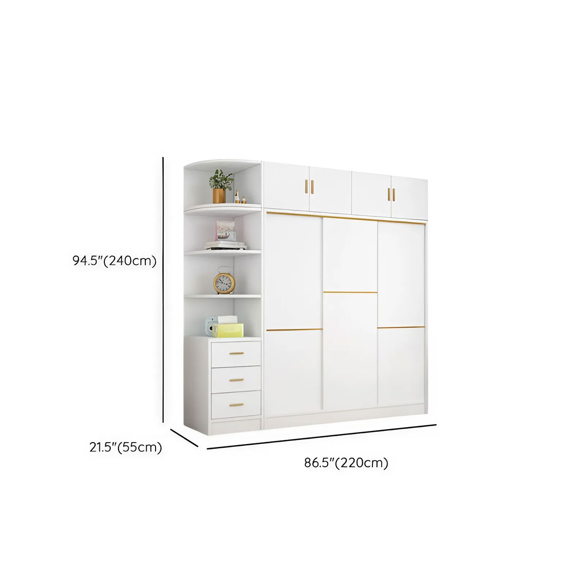 Tủ Quần Áo Cửa Lùa Gỗ MDF Màu Trắng Đẹp Hiện Đại TAL11