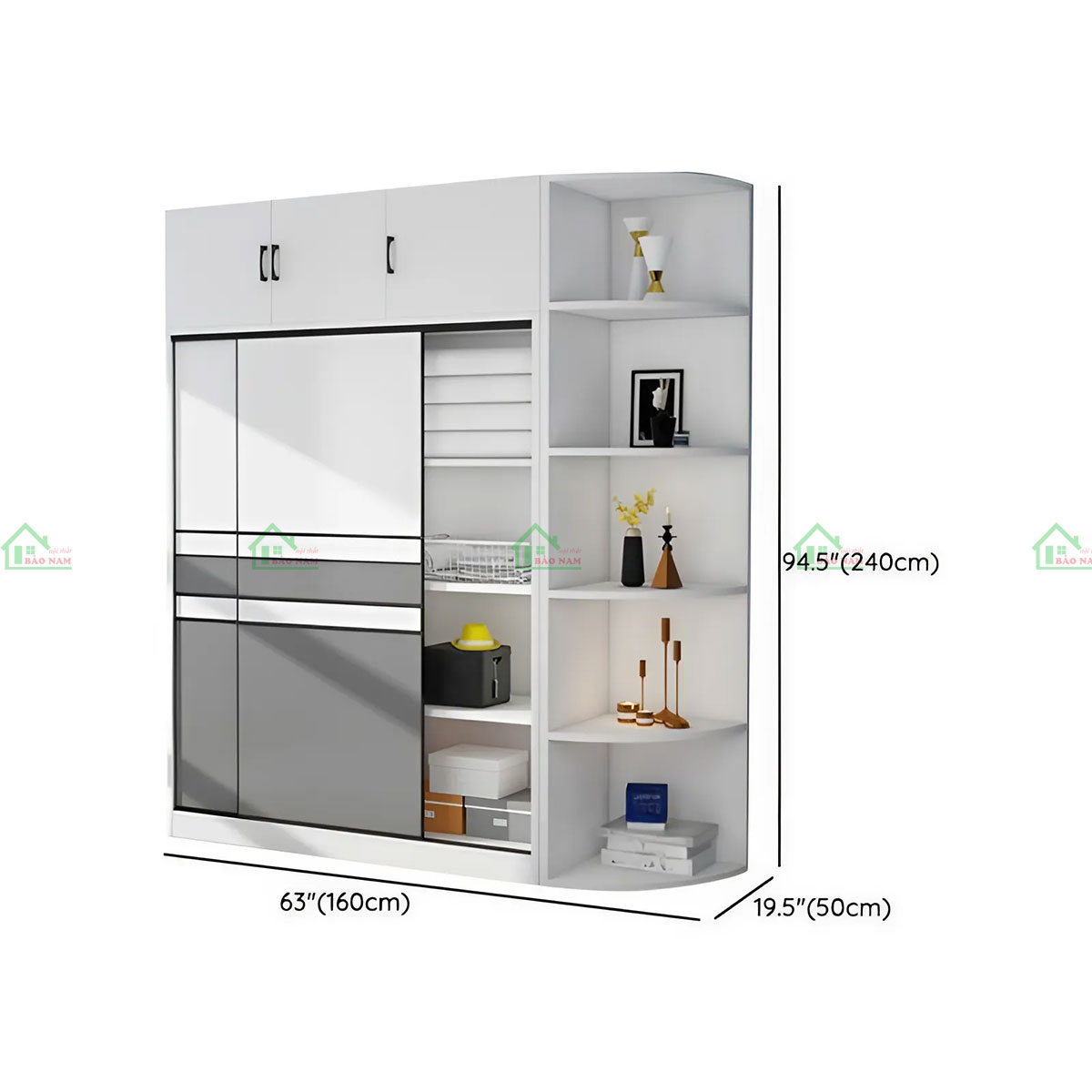 Tủ Quần Áo Cửa Lùa Màu Trắng Đẹp Hiện Đại TAL02