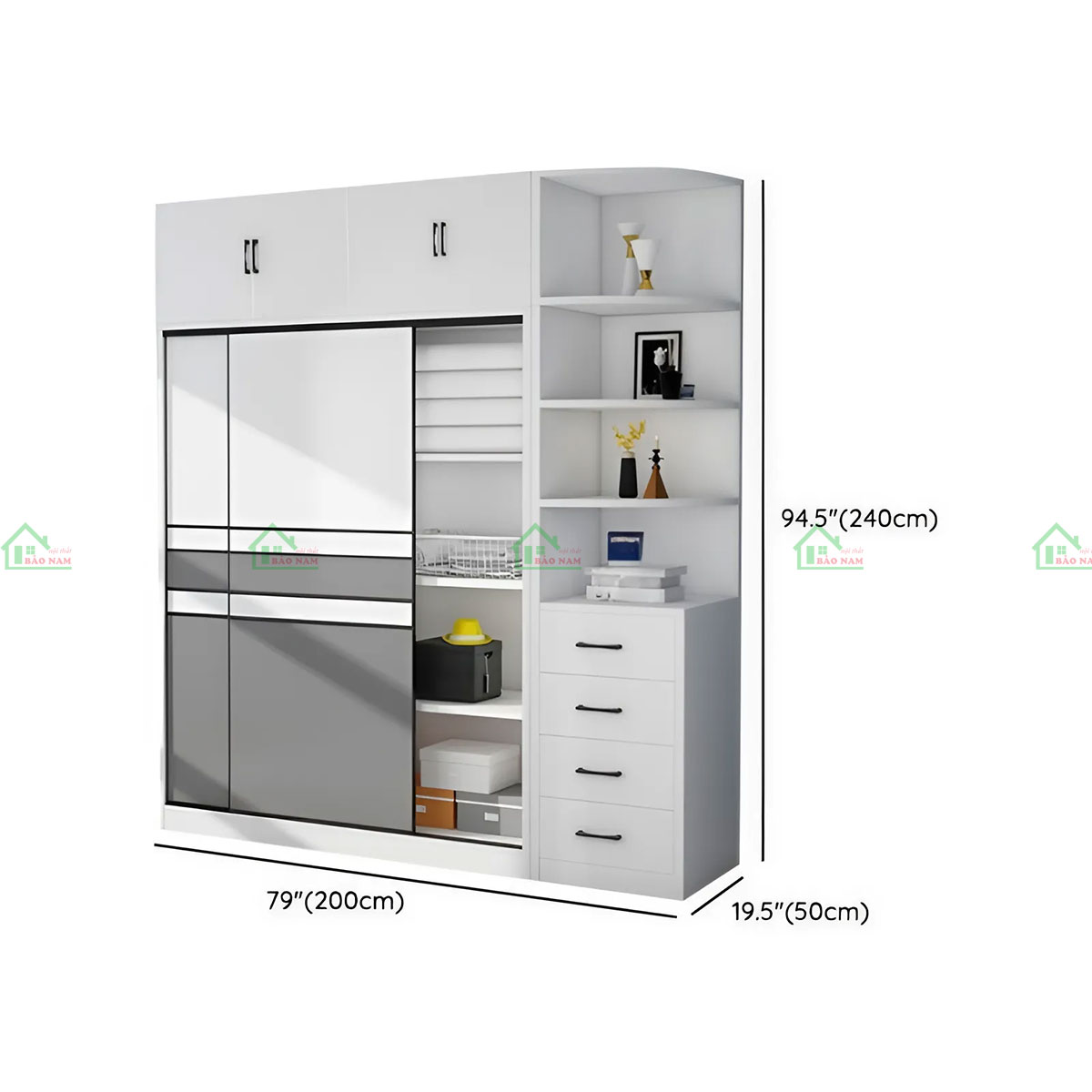 Tủ Quần Áo Cửa Lùa Màu Trắng Đẹp Hiện Đại TAL02