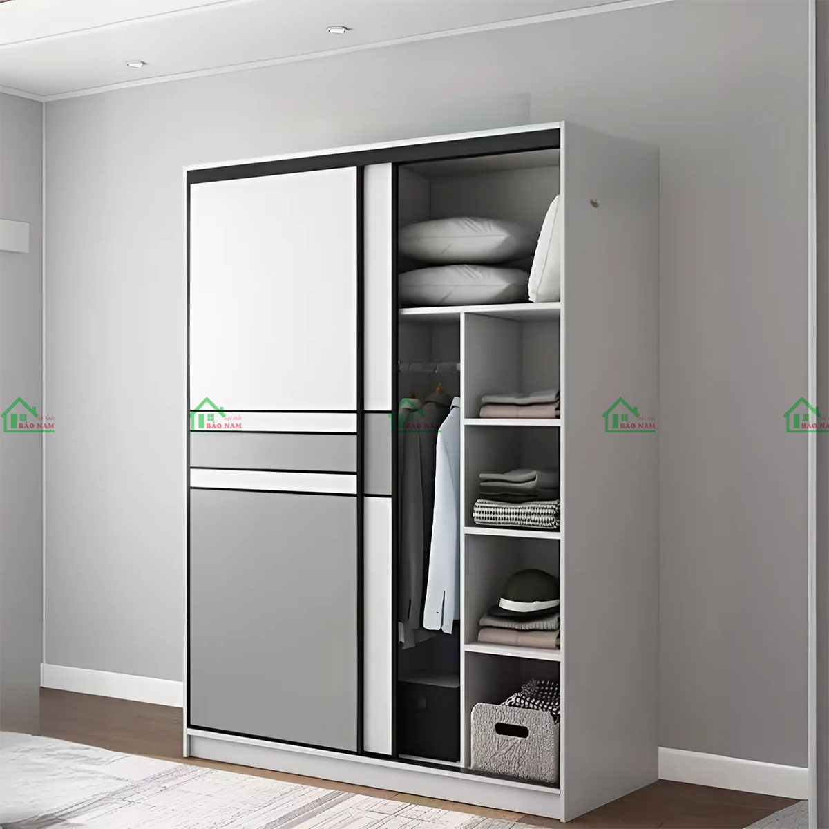 Tủ Quần Áo Cửa Lùa Màu Trắng Đẹp Hiện Đại TAL02