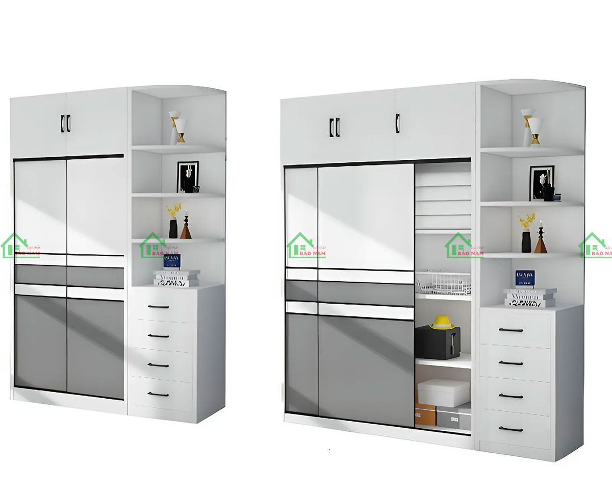 Tủ Quần Áo Cửa Lùa Màu Trắng Đẹp Hiện Đại TAL02
