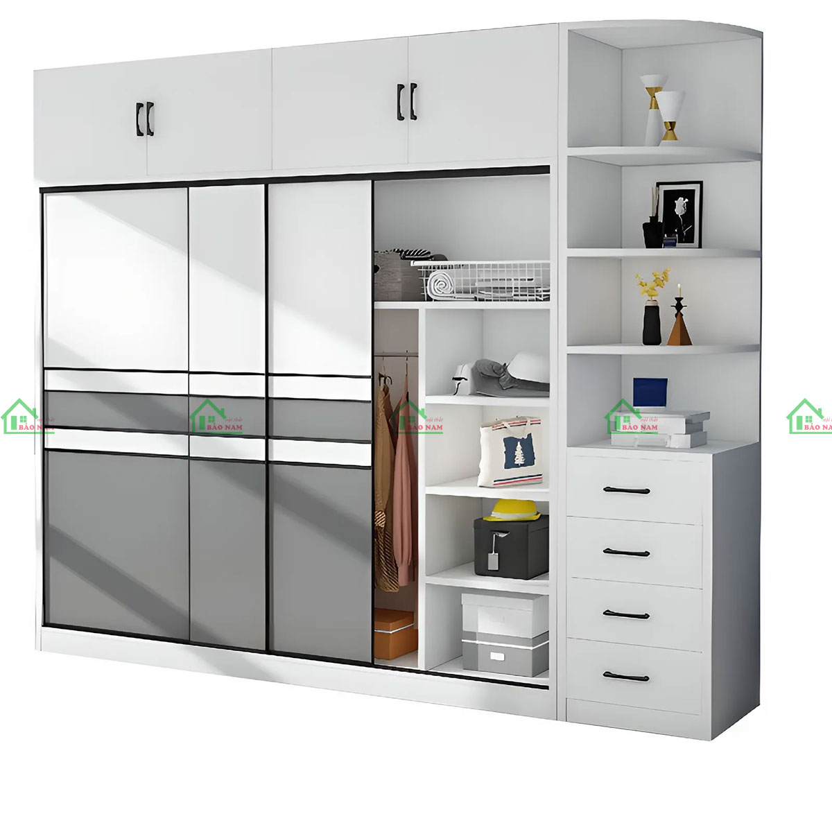 Tủ Quần Áo Cửa Lùa Màu Trắng Đẹp Hiện Đại TAL02