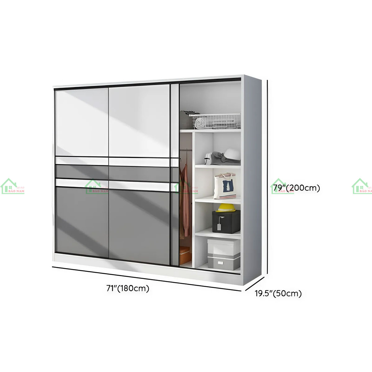 Tủ Quần Áo Cửa Lùa Màu Trắng Đẹp Hiện Đại TAL02