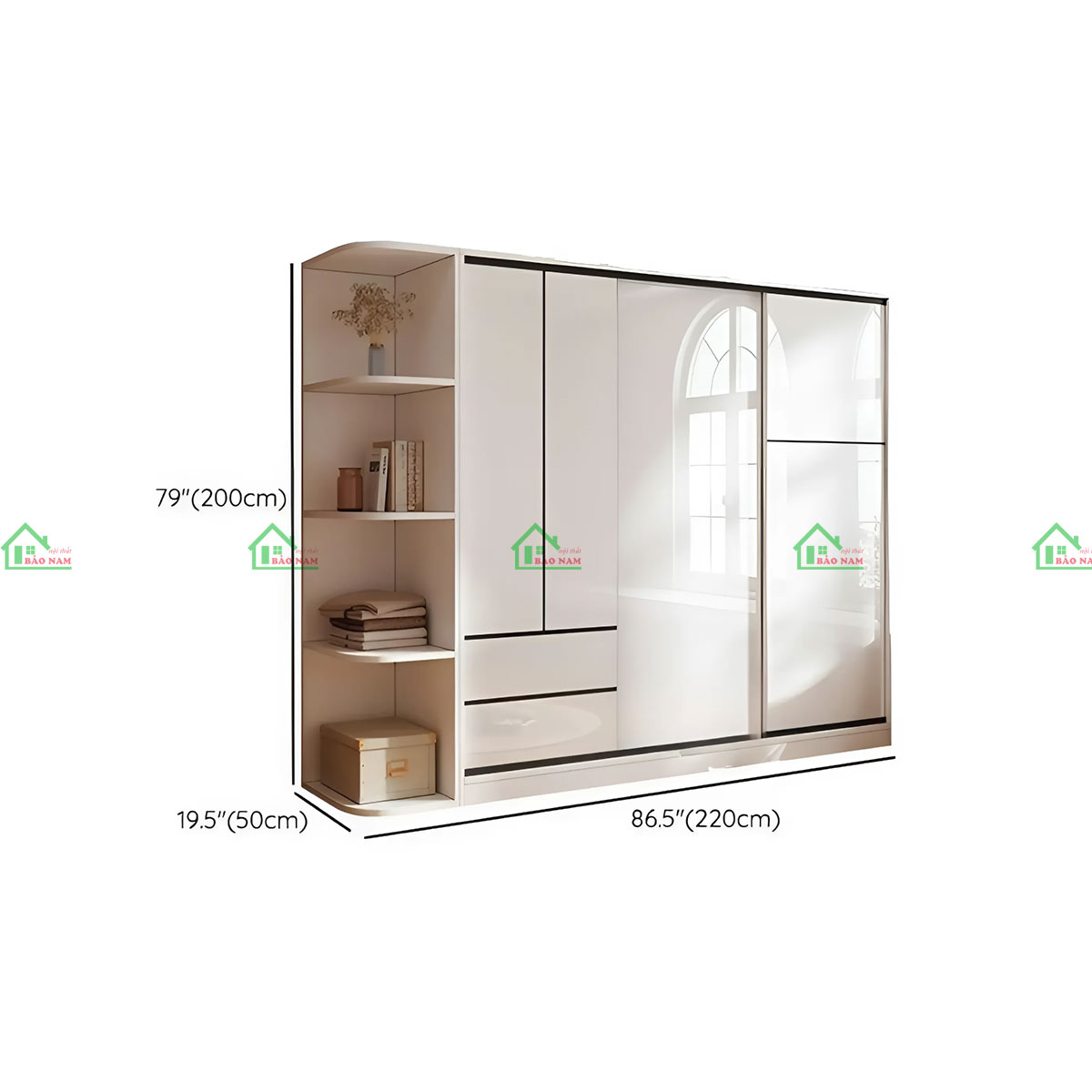 Tủ Quần Áo Cửa Lùa Màu Trắng Đẹp Hiện Đại TAL01