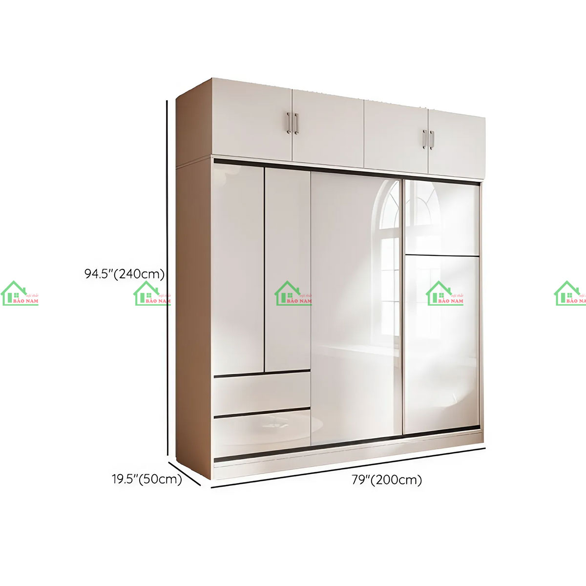 Tủ Quần Áo Cửa Lùa Màu Trắng Đẹp Hiện Đại TAL01