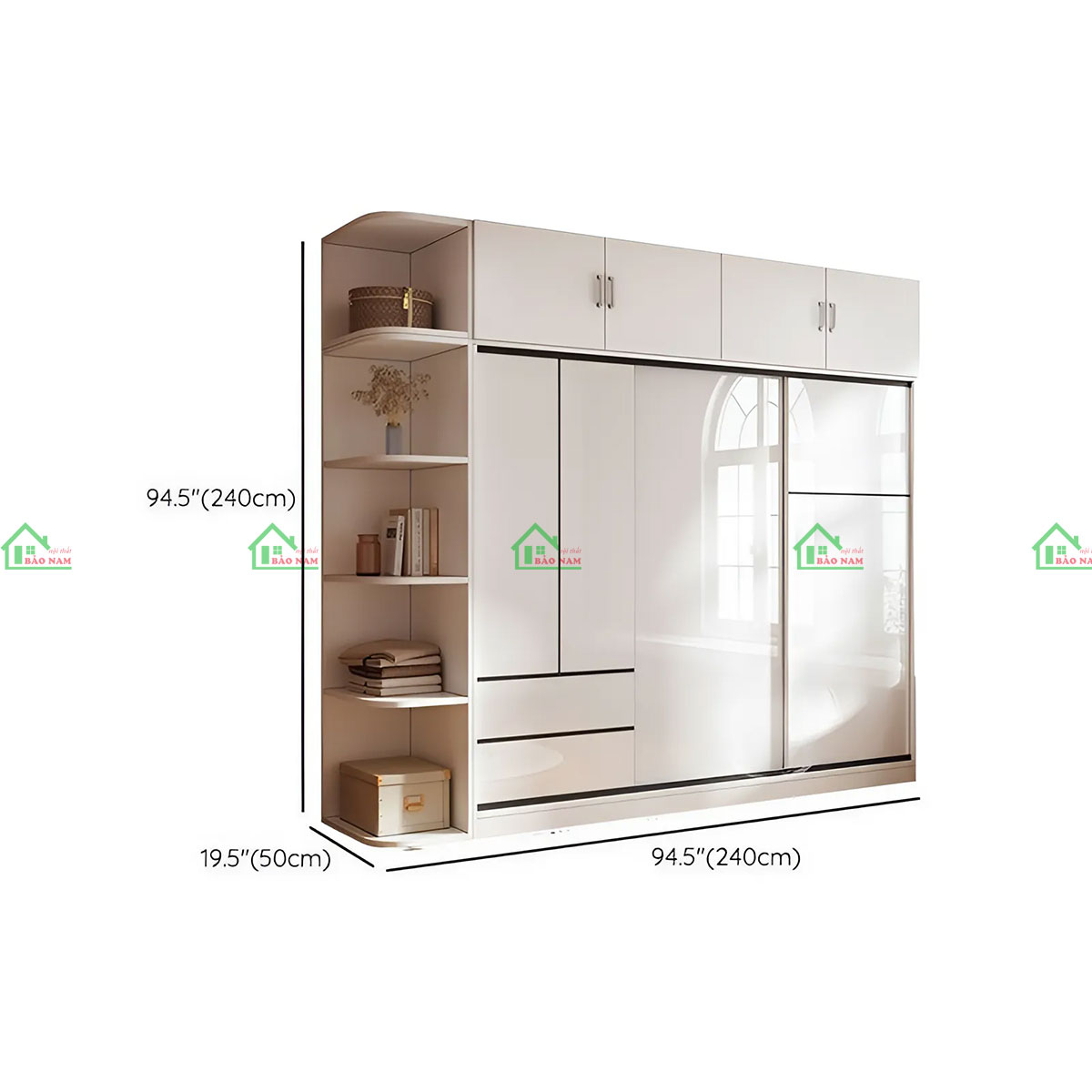 Tủ Quần Áo Cửa Lùa Màu Trắng Đẹp Hiện Đại TAL01