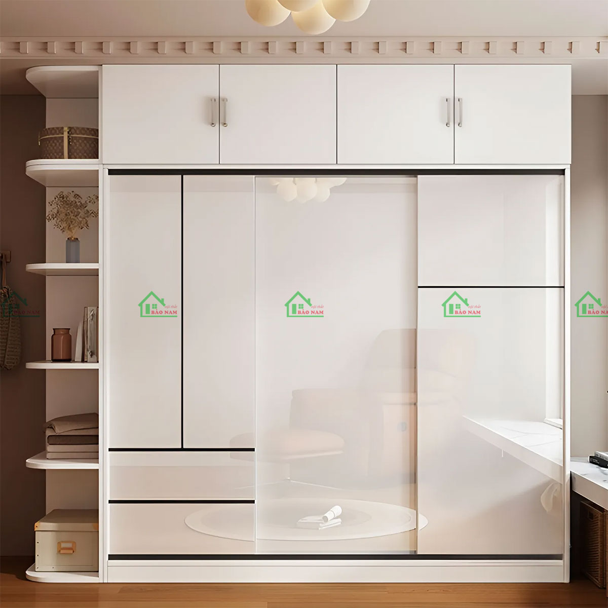 Tủ Quần Áo Cửa Lùa Màu Trắng Đẹp Hiện Đại TAL01