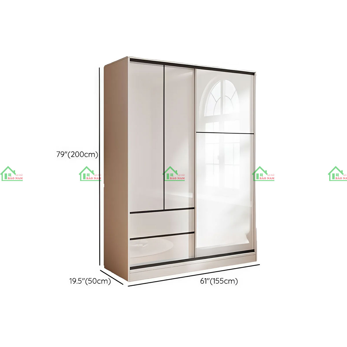 Tủ Quần Áo Cửa Lùa Màu Trắng Đẹp Hiện Đại TAL01