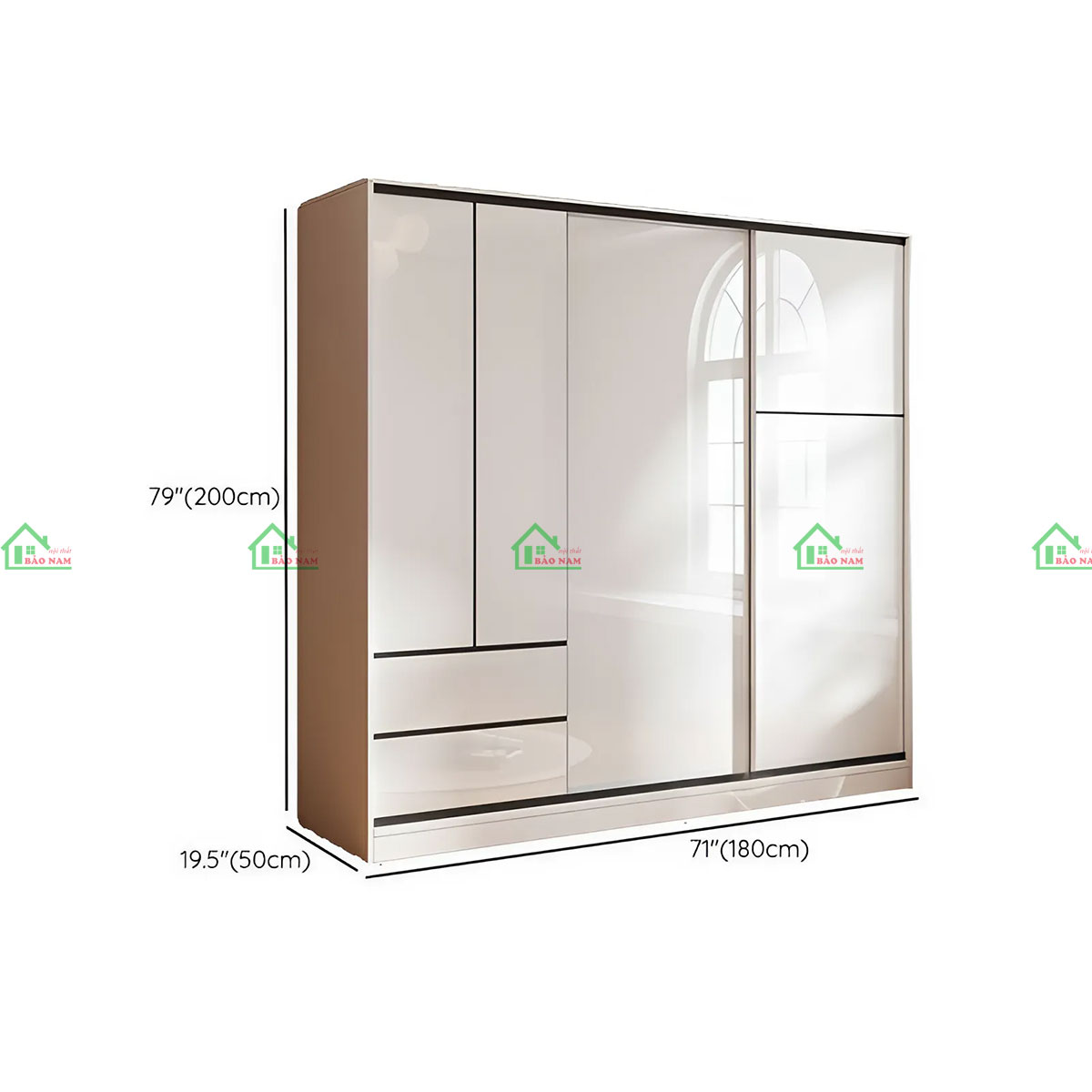 Tủ Quần Áo Cửa Lùa Màu Trắng Đẹp Hiện Đại TAL01