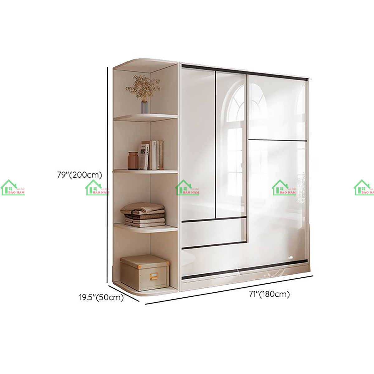 Tủ Quần Áo Cửa Lùa Màu Trắng Đẹp Hiện Đại TAL01