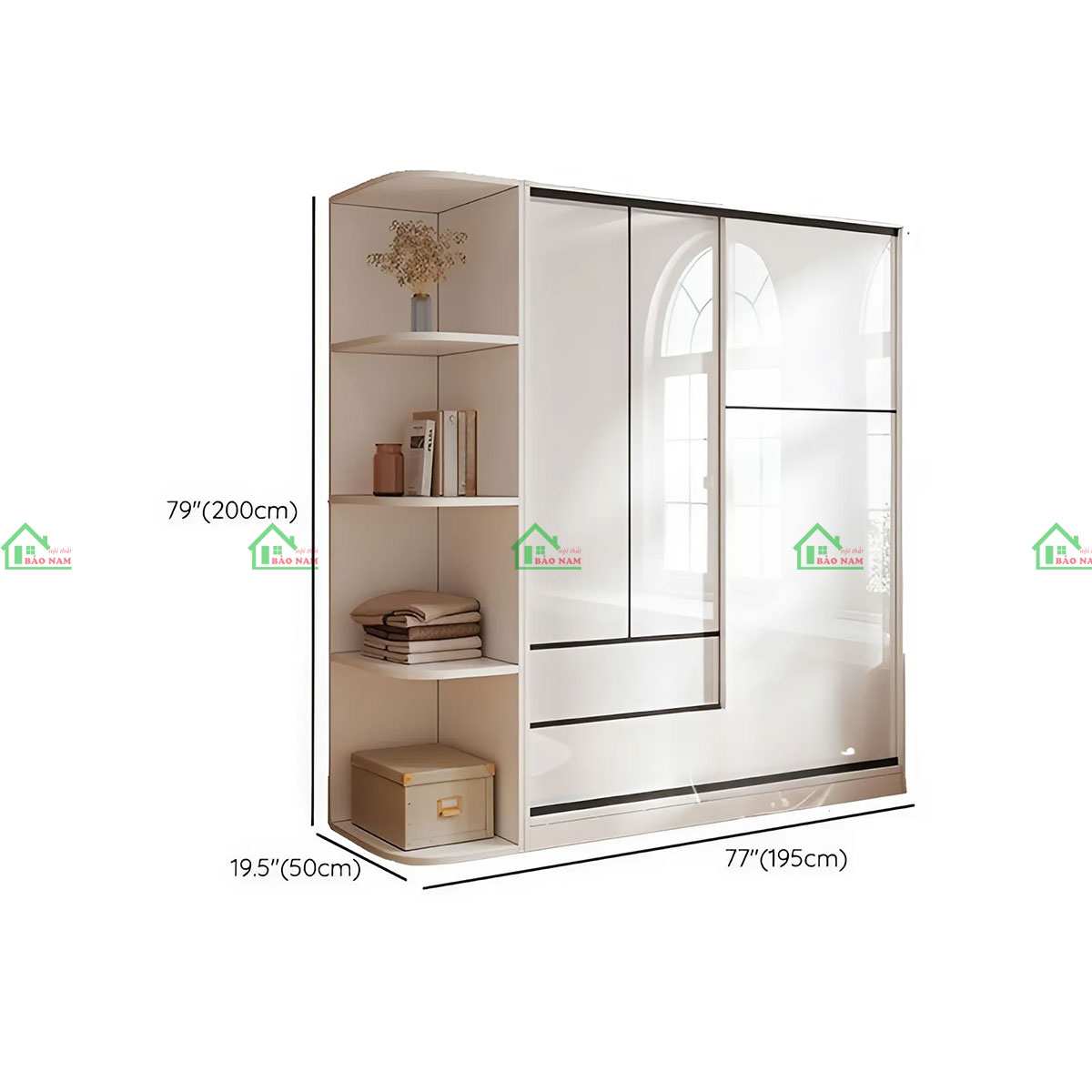 Tủ Quần Áo Cửa Lùa Màu Trắng Đẹp Hiện Đại TAL01